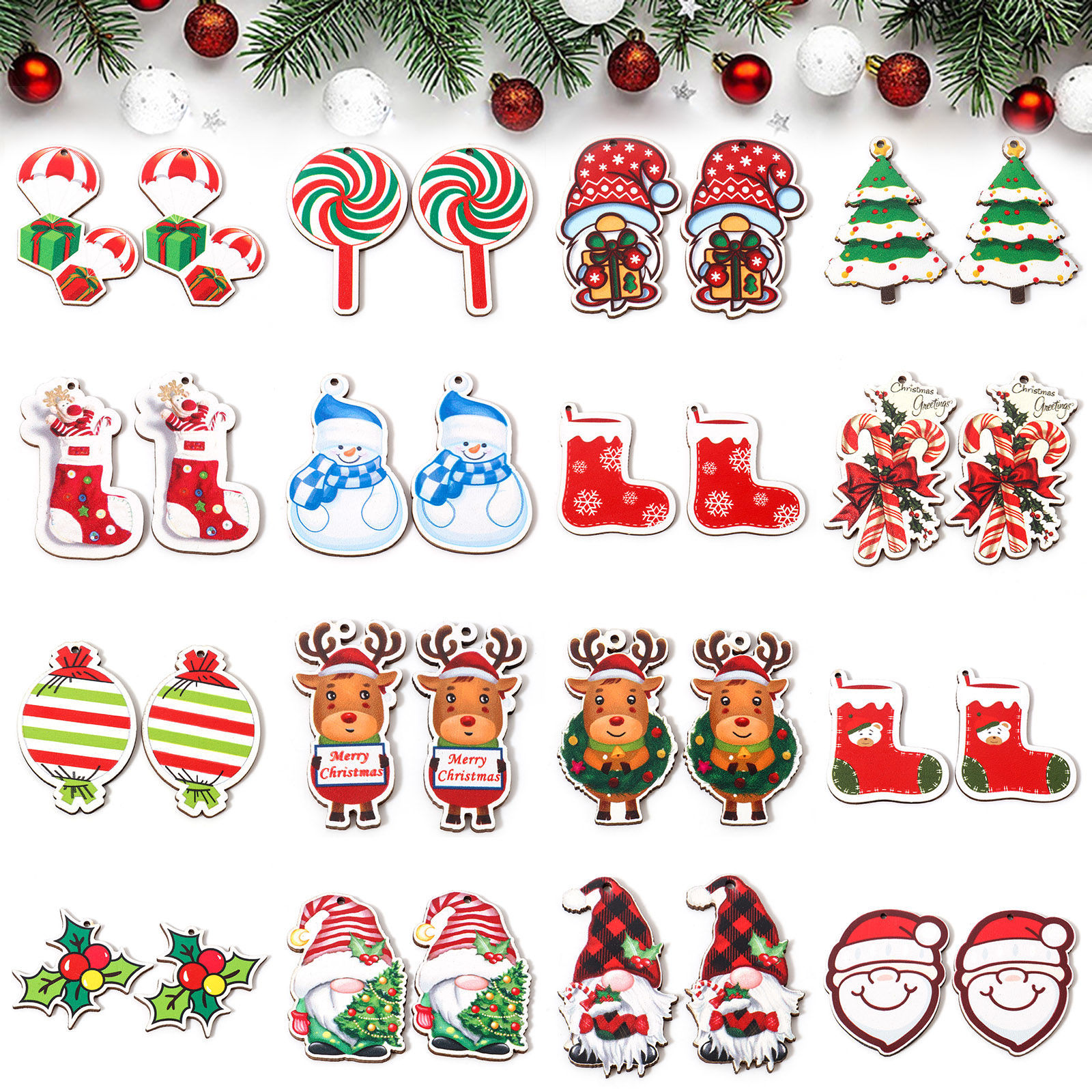 Imagen de 10 Unidades Madera Navidad Colgantes Multicolor