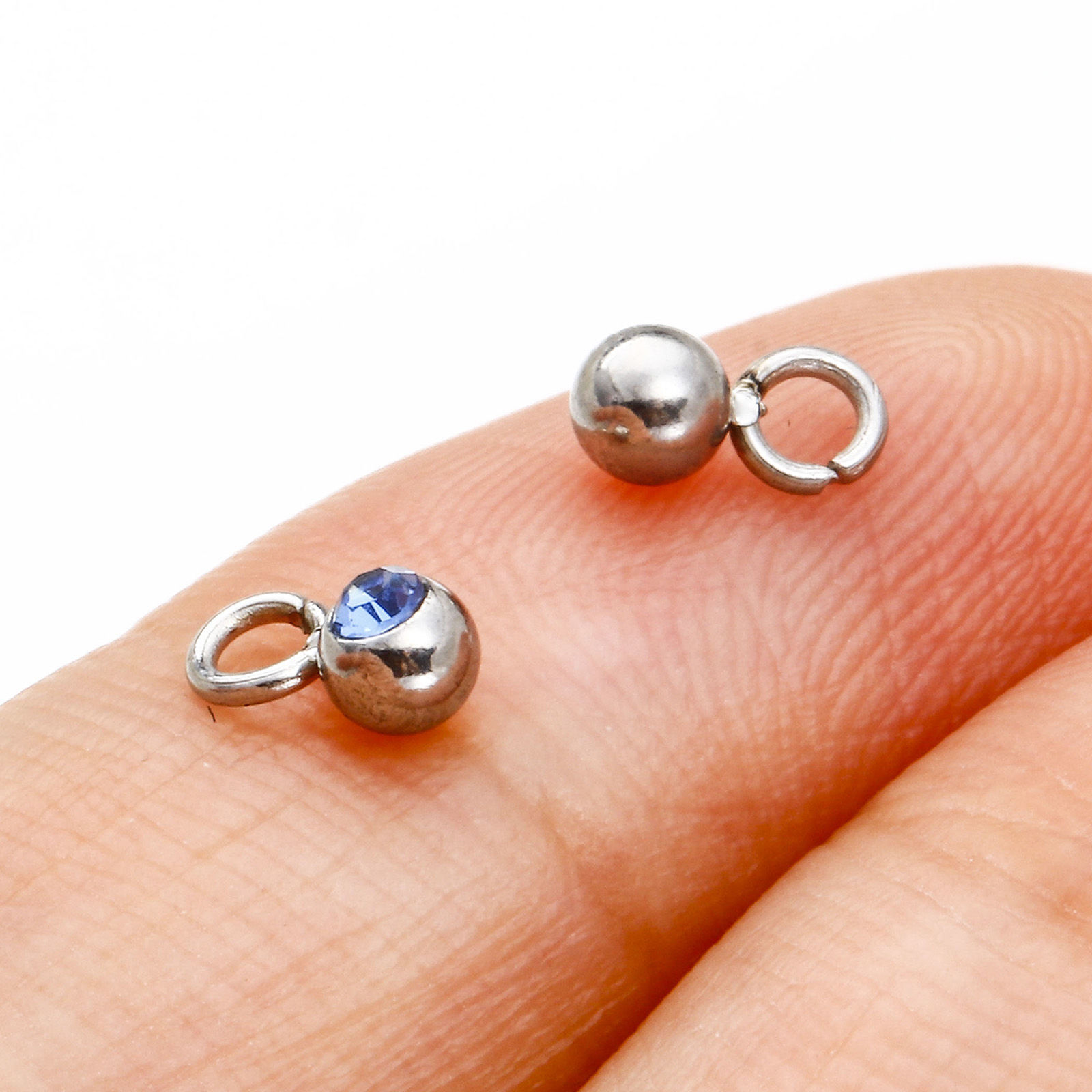 Picture of 304 Stainless Steel Birthstone Charms Silver Tone Round 6mm x 3mm