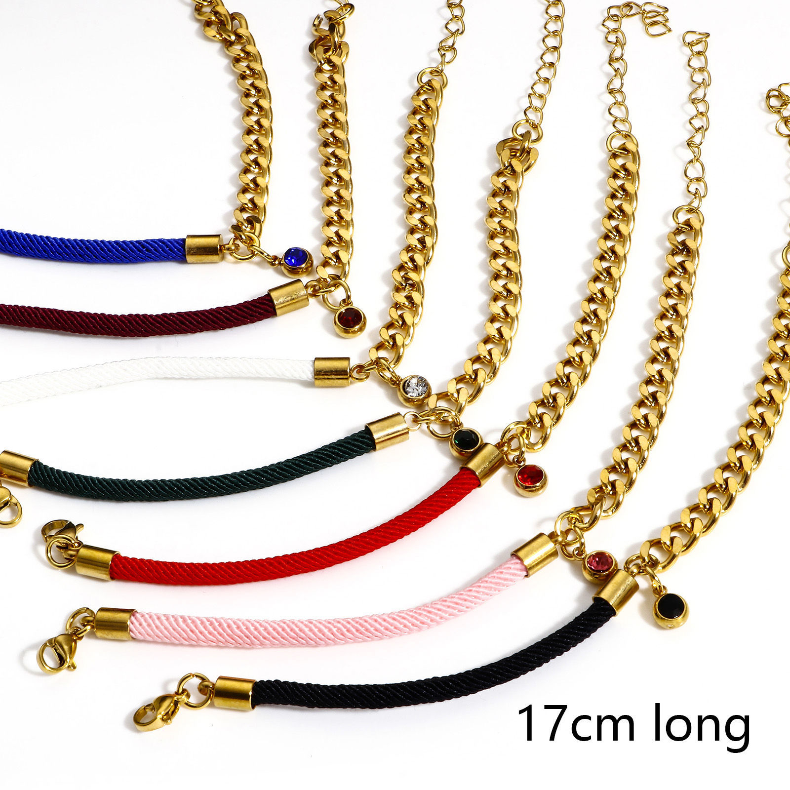 Picture of 304 Stainless Steel Splicing Pig Nose Chain Braided Bracelets Gold Plated Multicolor 17cm(6 6/8") long