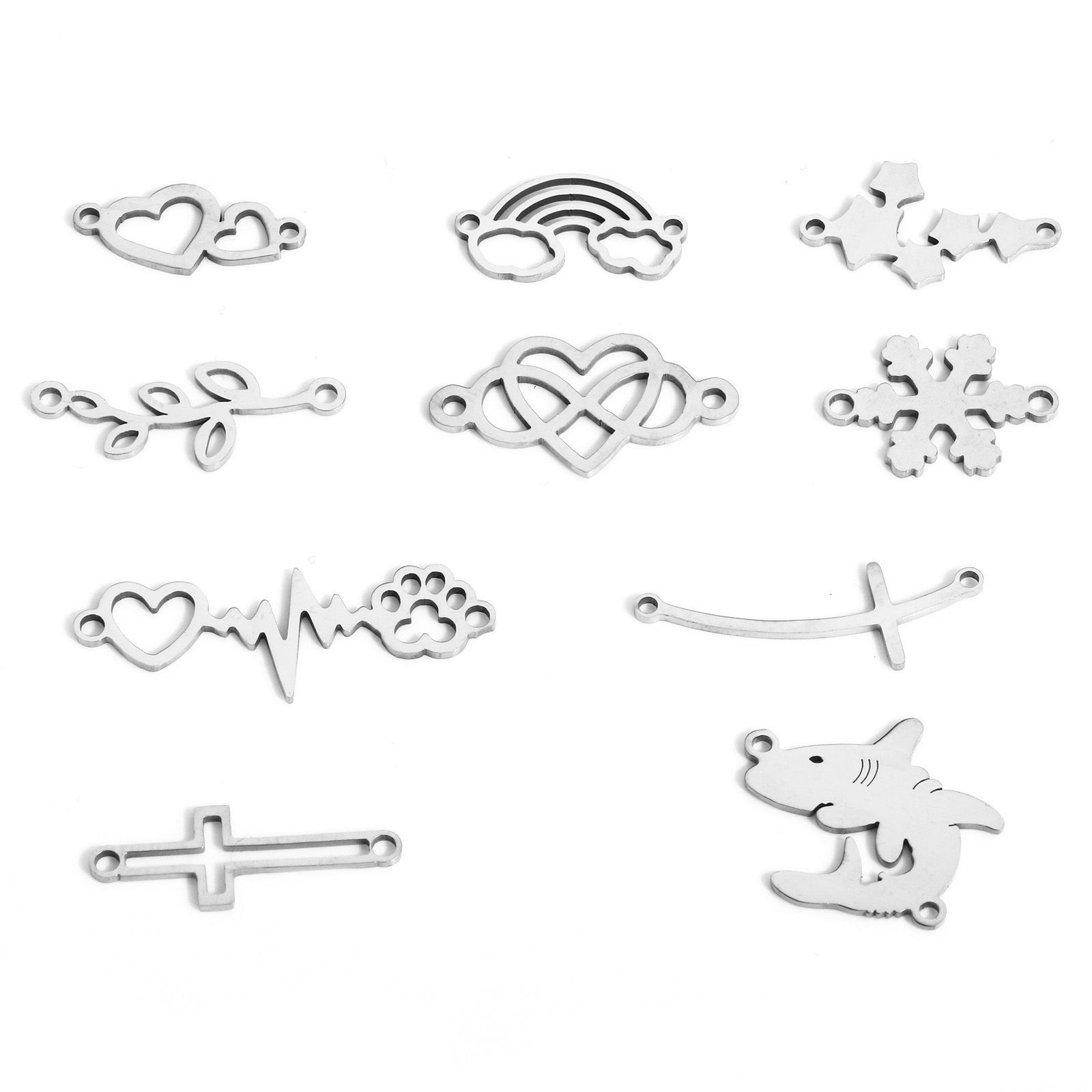Bild von 5 Stück 304 Edelstahl Steckverbinder Charms Anhänger Silberfarbe