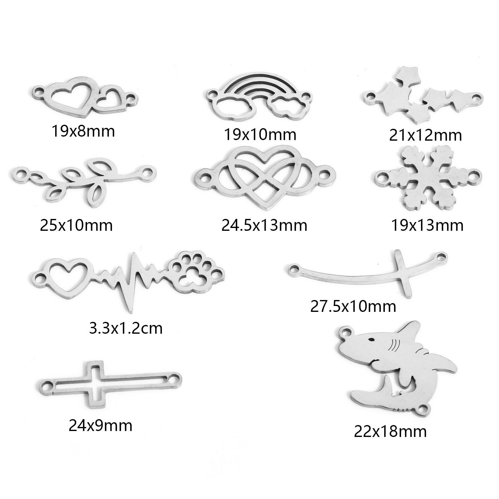 Bild von 5 Stück 304 Edelstahl Steckverbinder Charms Anhänger Silberfarbe