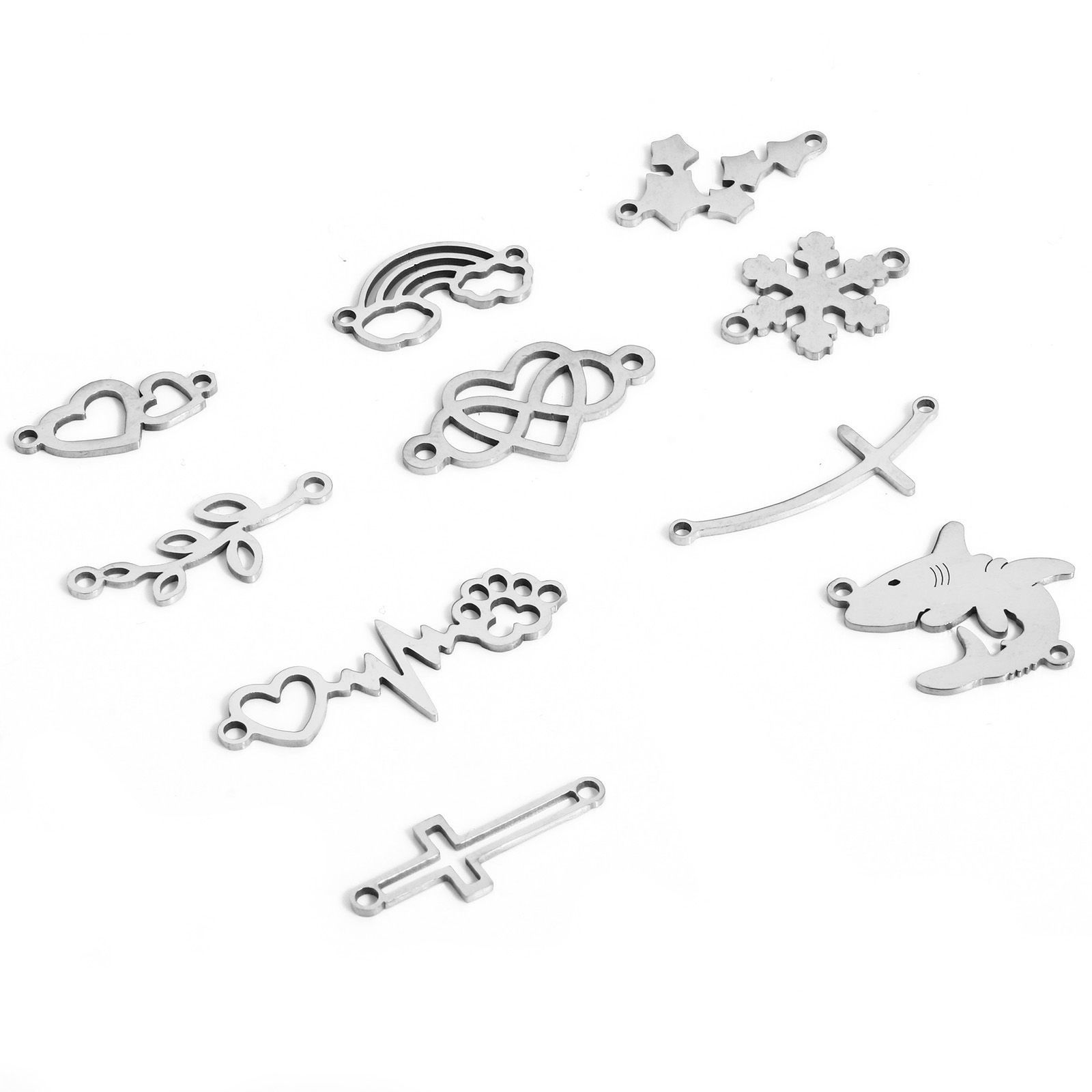 Bild von 5 Stück 304 Edelstahl Steckverbinder Charms Anhänger Silberfarbe