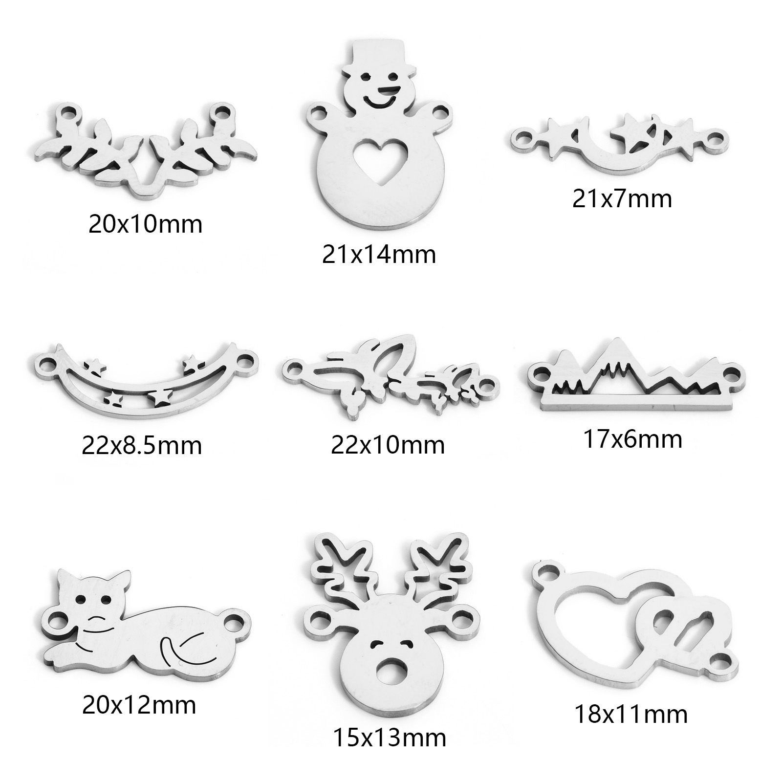 Picture of 304 Stainless Steel Connectors Charms Pendants Silver Tone