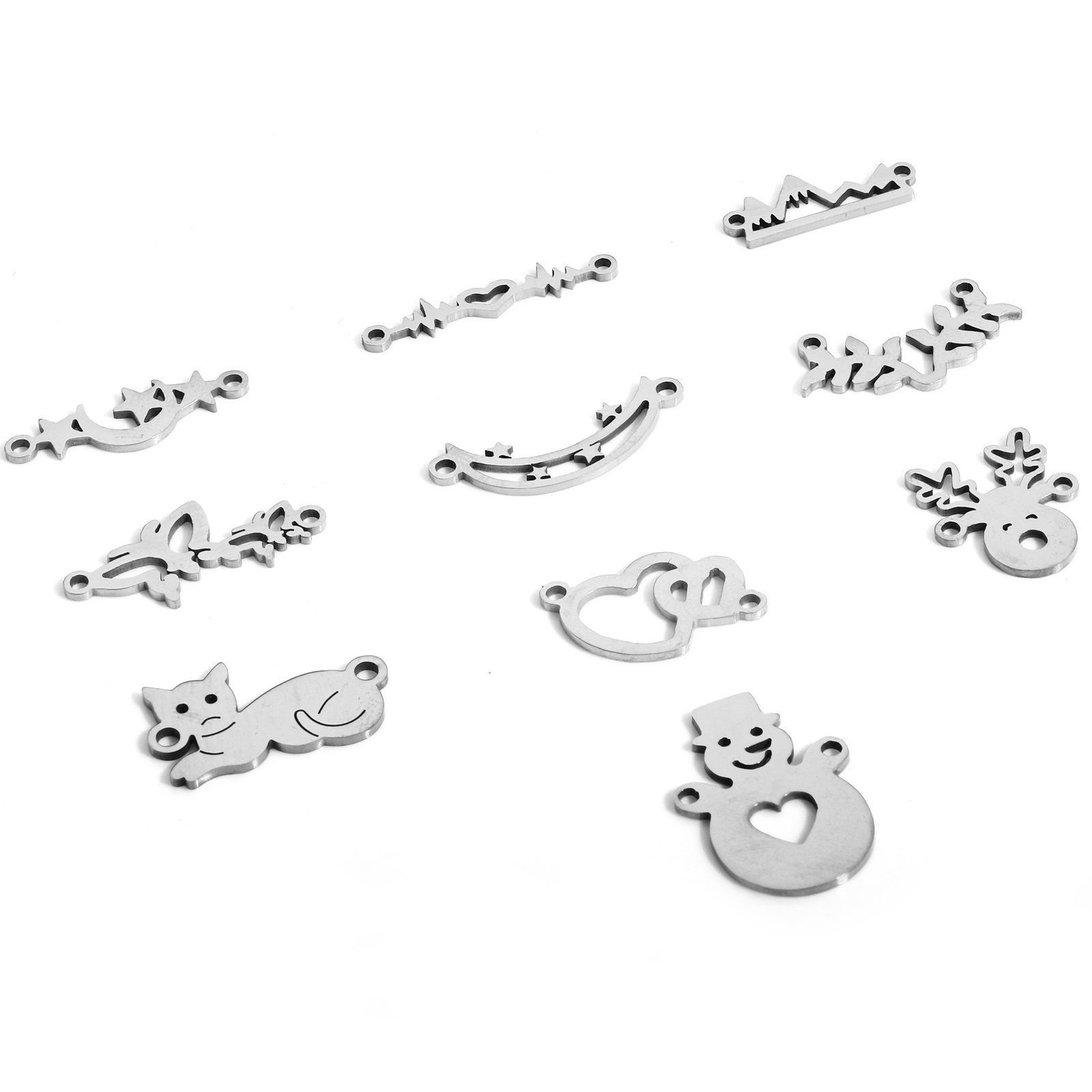 Picture of 304 Stainless Steel Connectors Charms Pendants Silver Tone