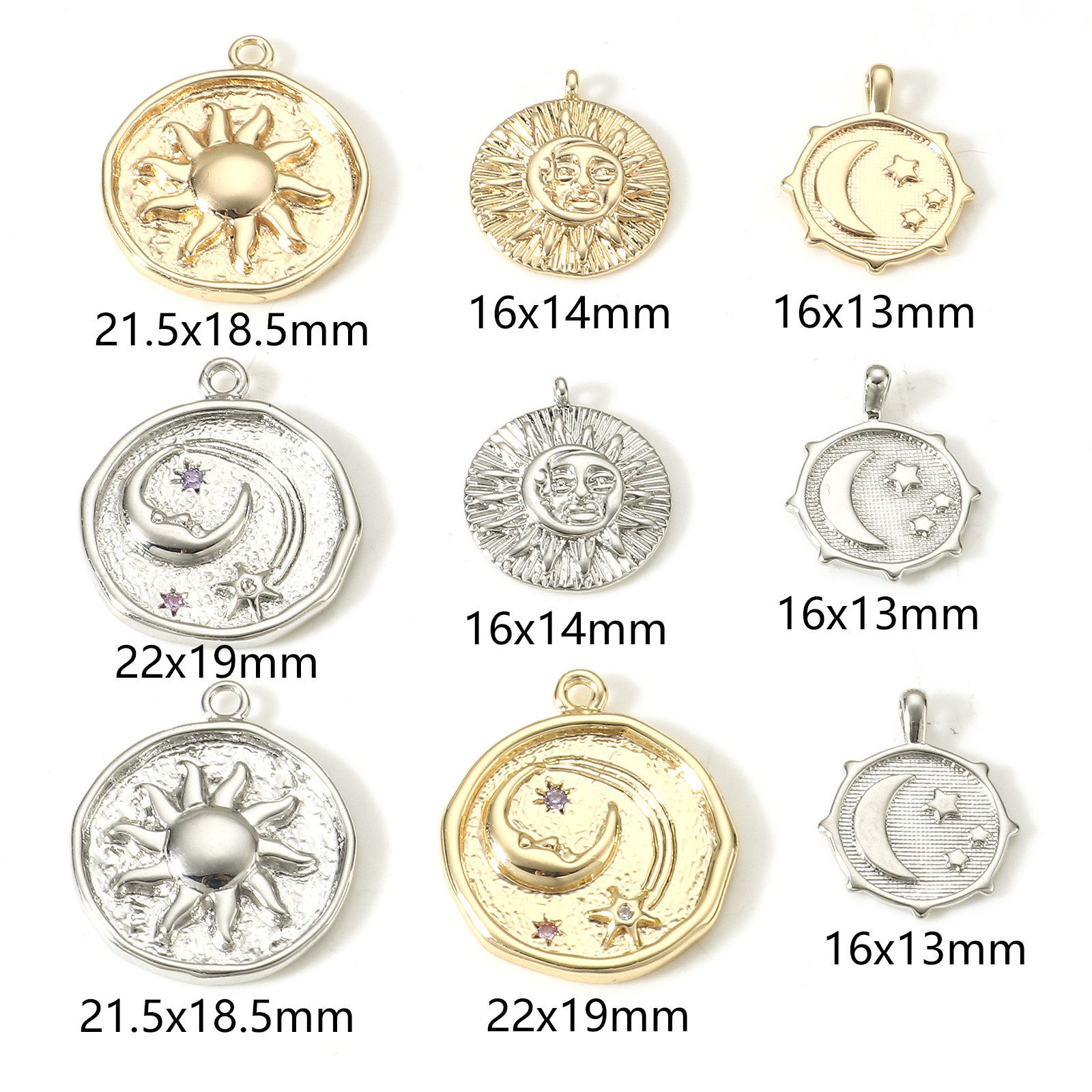 Immagine di 2 Pz Ottone Galassia Charms Vero Oro Placcato