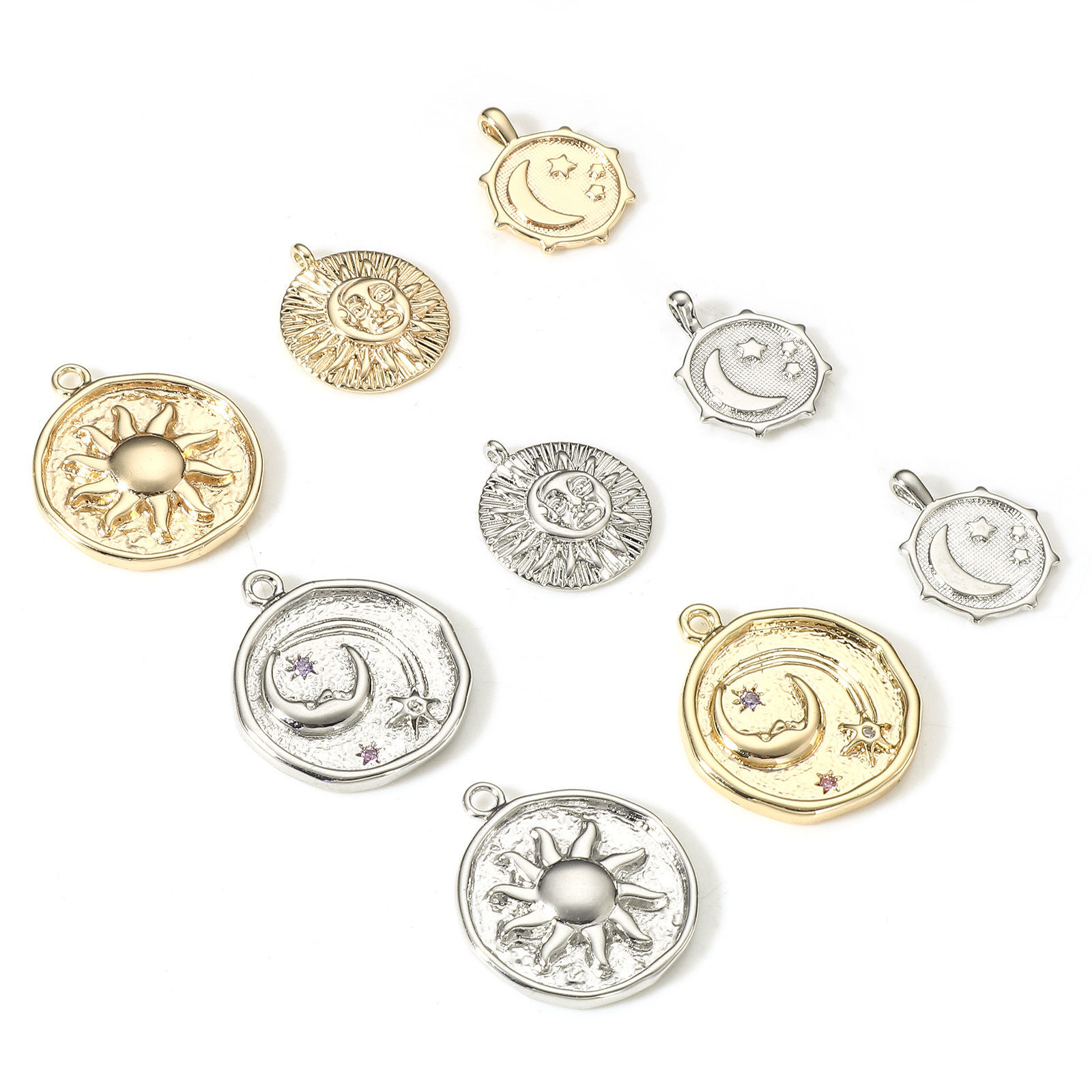 Immagine di 2 Pz Ottone Galassia Charms Vero Oro Placcato