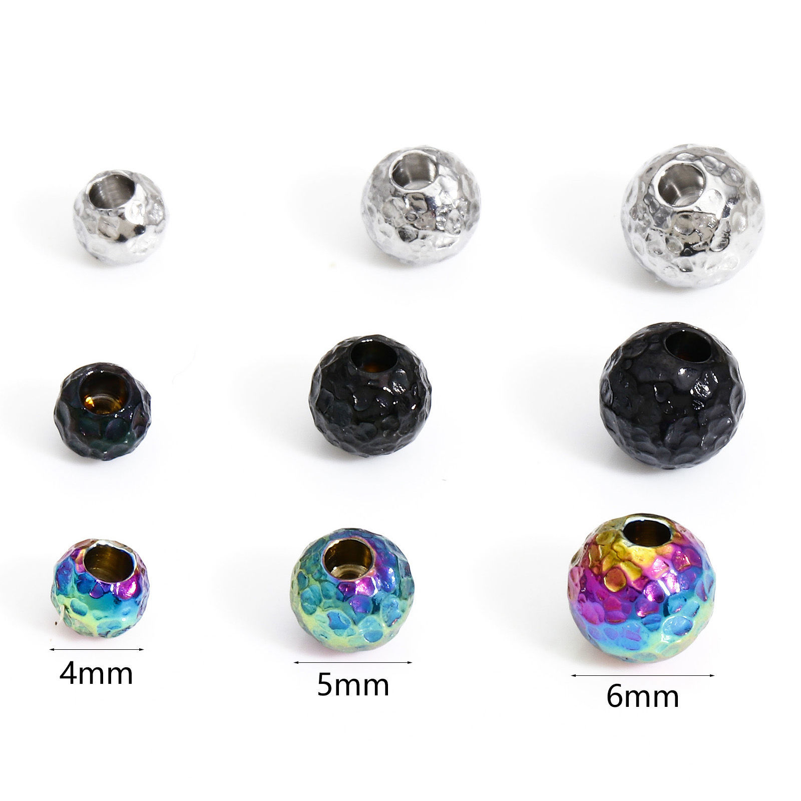 Bild von 5 Stück 304 Edelstahl Perlen für die DIY-Schmuckherstellung (Halbgebohrt) Rund