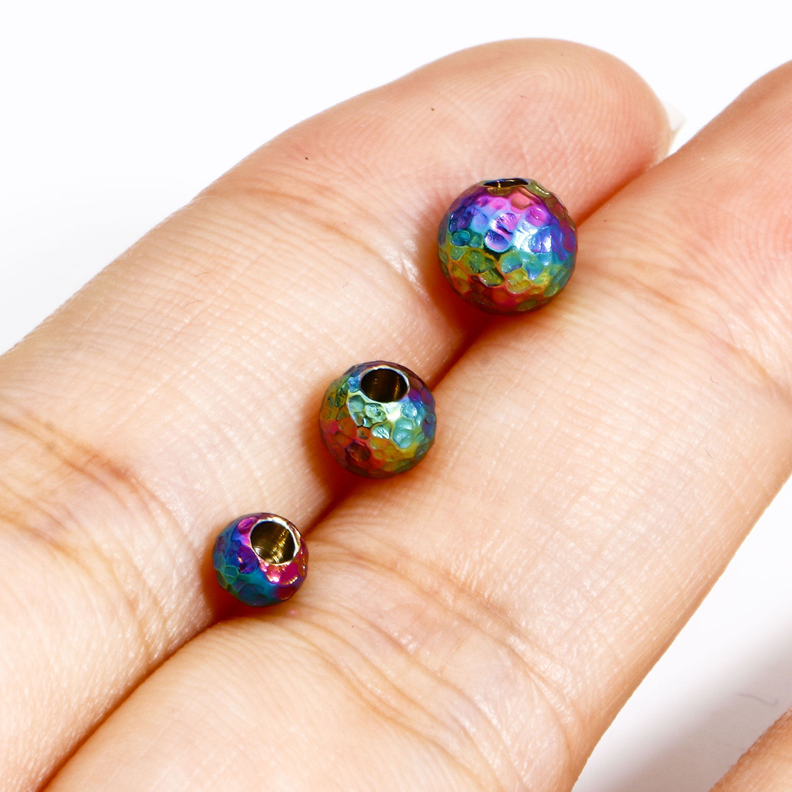 Bild von 5 Stück 304 Edelstahl Perlen für die DIY-Schmuckherstellung (Halbgebohrt) Rund