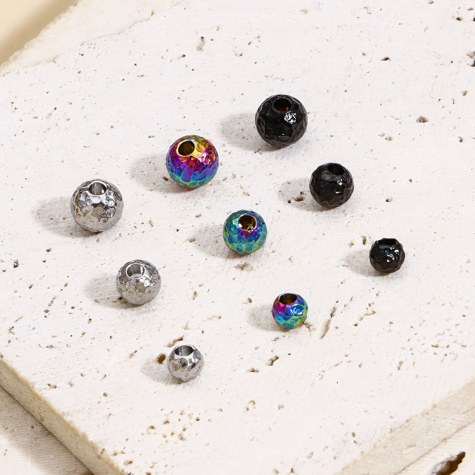 Bild von 5 Stück 304 Edelstahl Perlen für die DIY-Schmuckherstellung (Halbgebohrt) Rund