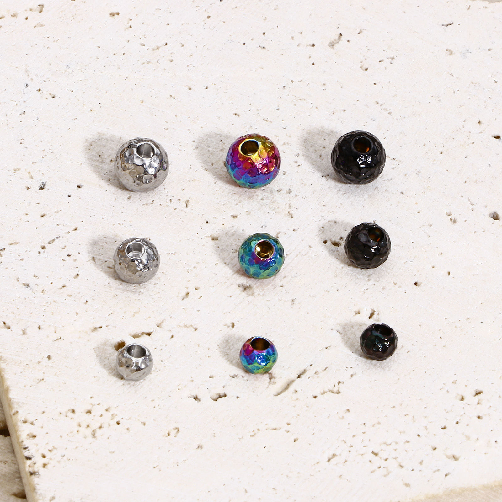 Bild von 5 Stück 304 Edelstahl Perlen für die DIY-Schmuckherstellung (Halbgebohrt) Rund