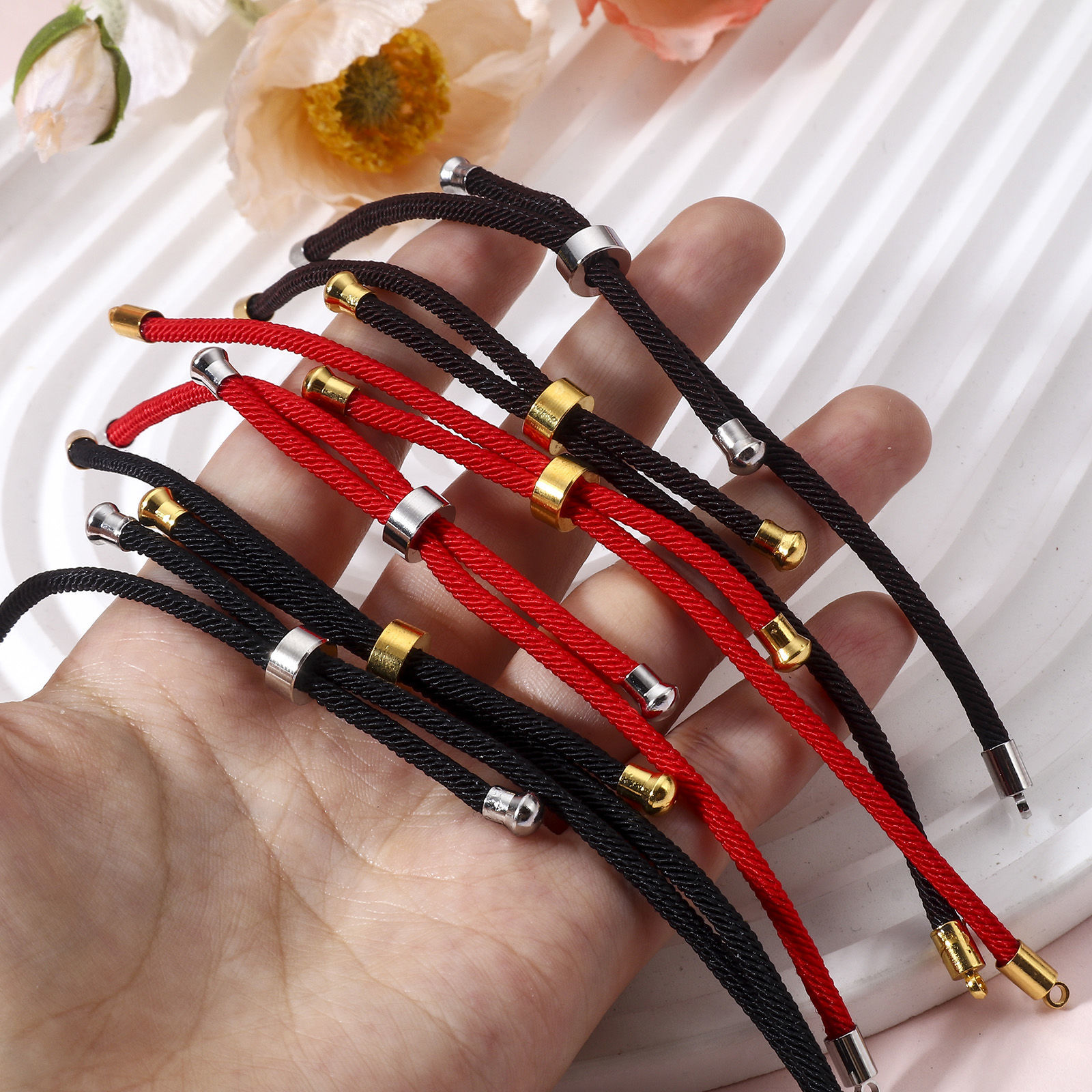 Picture of Polyamide Nylon Semi-finished Adjustable Slider/ Slide Bolo Bracelets For DIY Handmade Jewelry Making Accessories Findings Multicolor 21.5cm(8 4/8") long