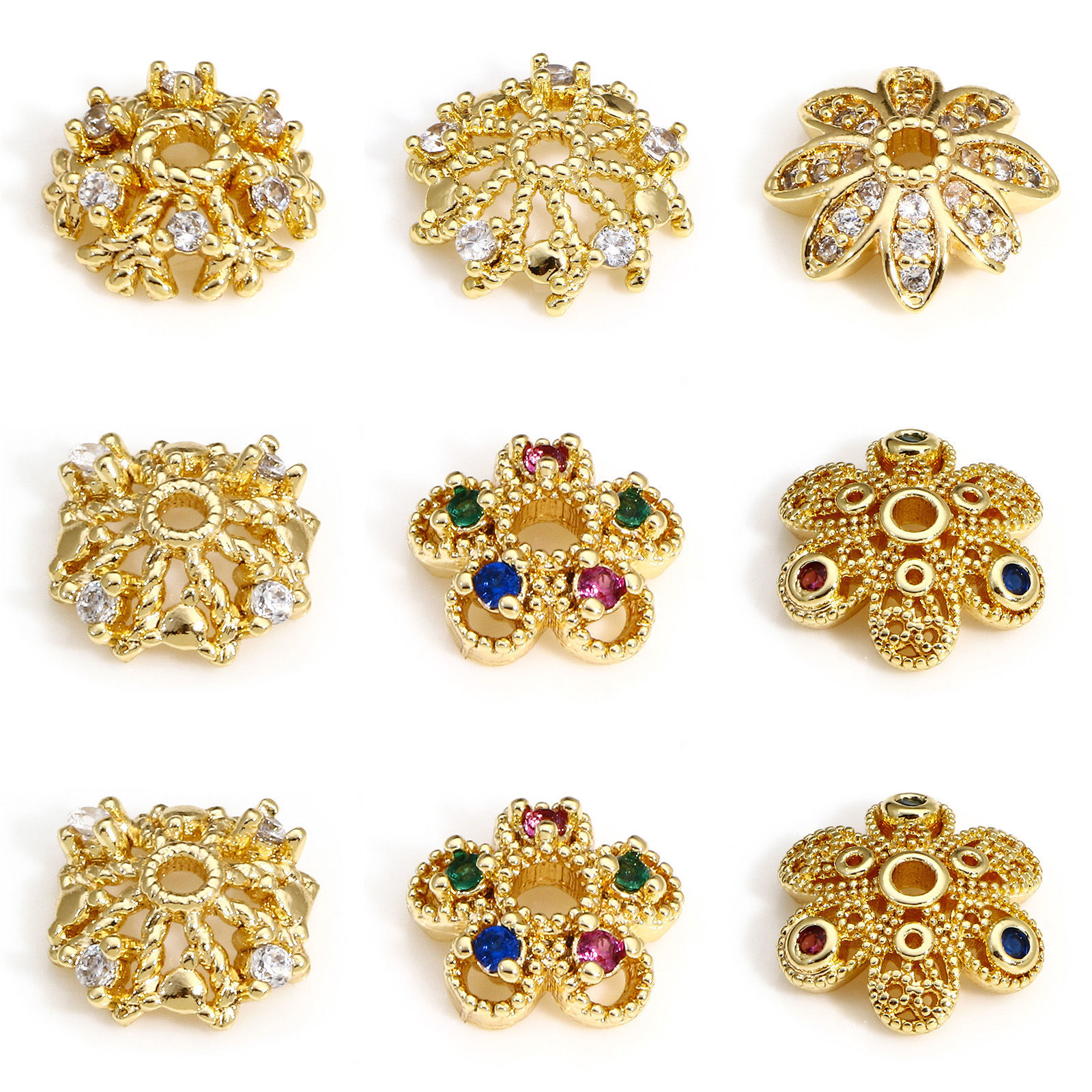 Image de 2 Pcs Coupelles en Laiton Plaqué Or Véritable 18K