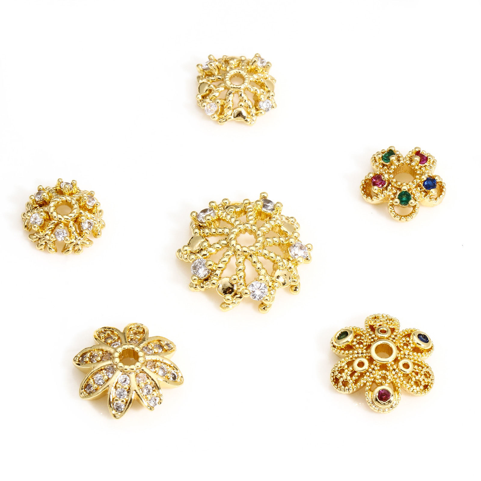 Image de 2 Pcs Coupelles en Laiton Plaqué Or Véritable 18K