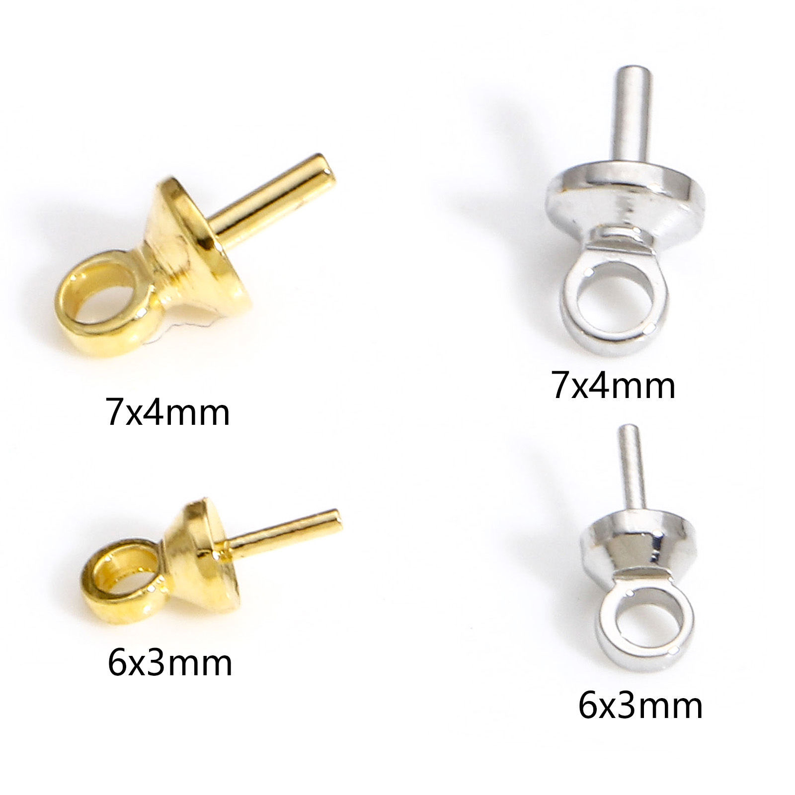 Picture of Eco-friendly Brass Pearl Pendant Connector Bail Pin Cap Real Gold Plated