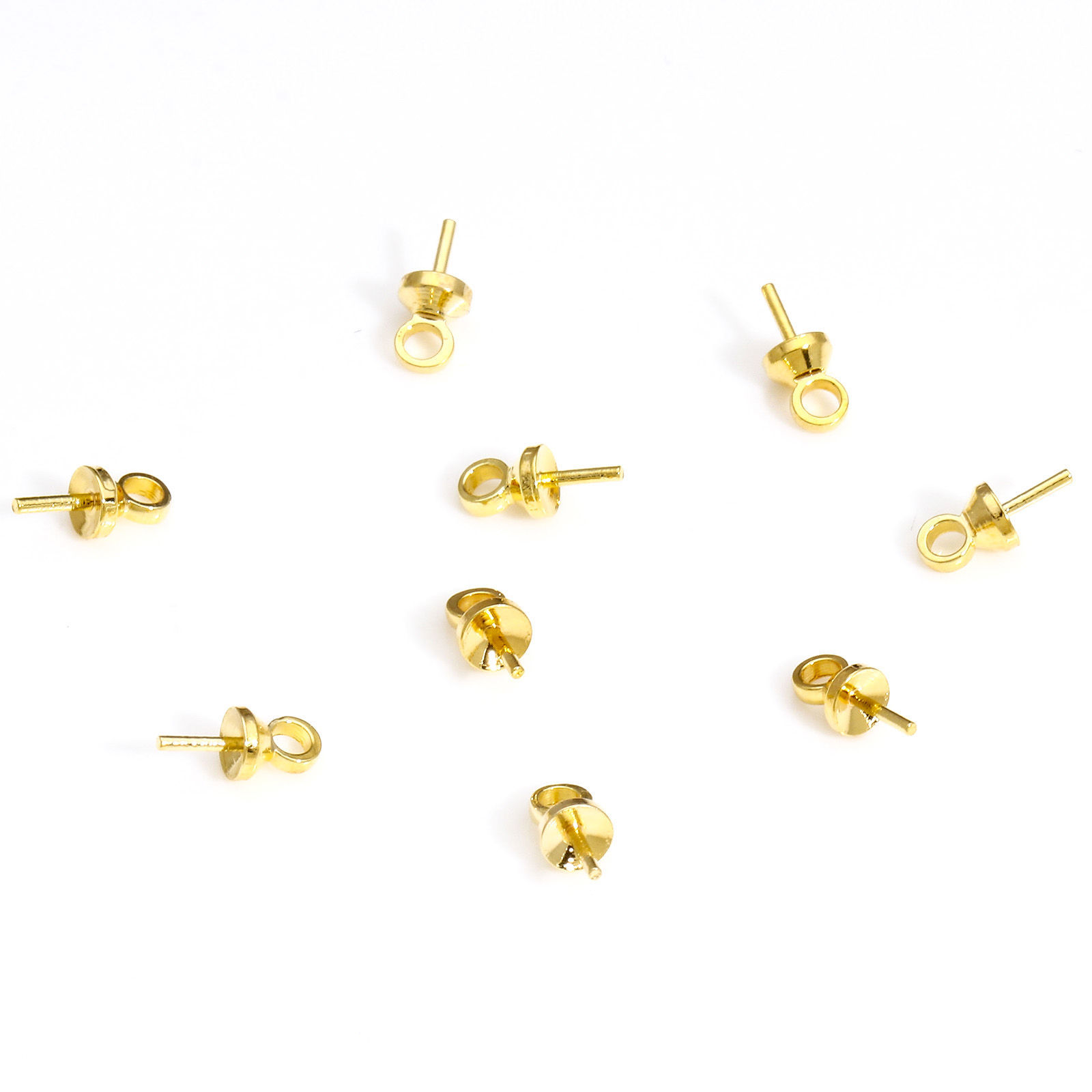 Picture of Eco-friendly Brass Pearl Pendant Connector Bail Pin Cap Real Gold Plated