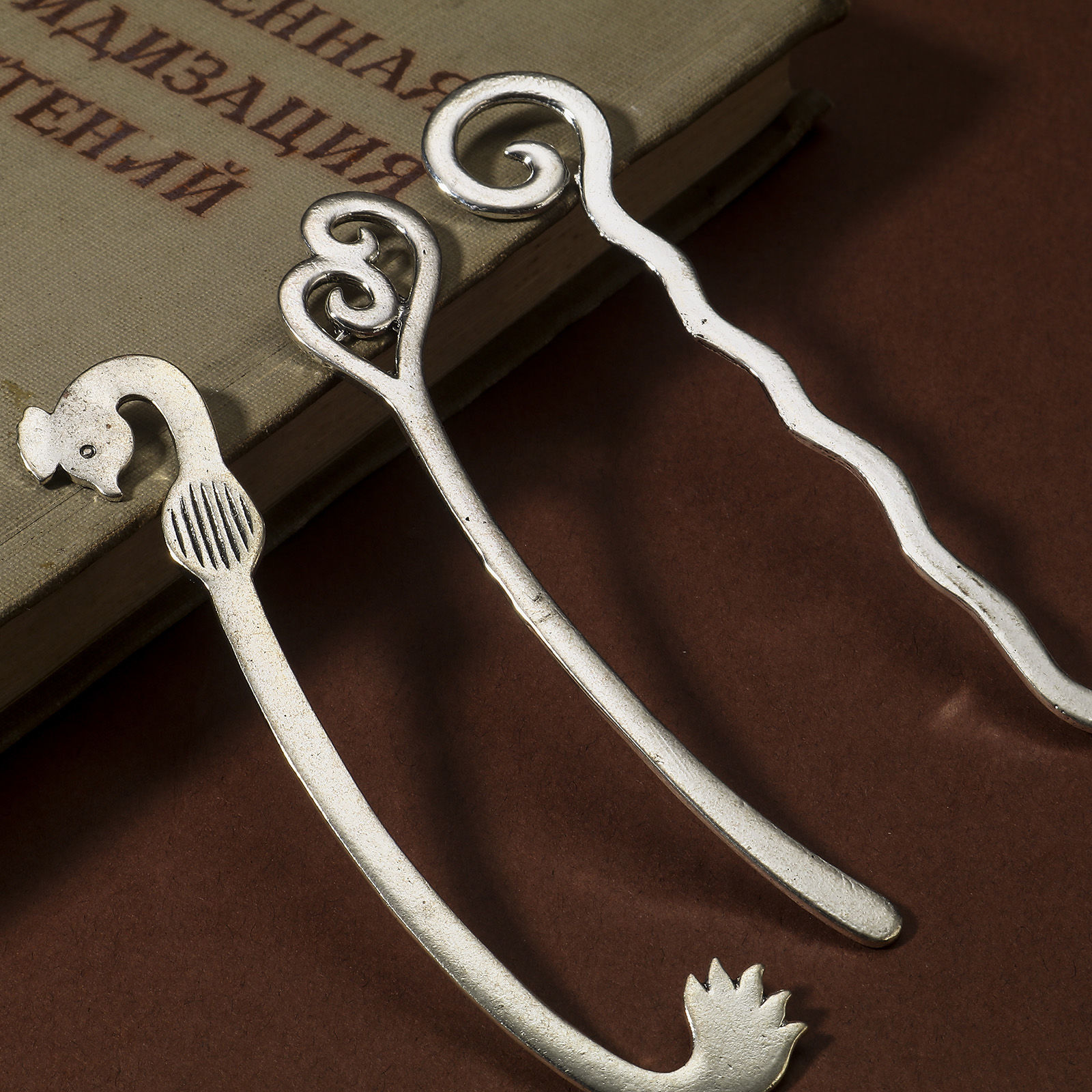 Imagen de 2 Unidades Zamak Marcadores de libro Animal Plata Antigua