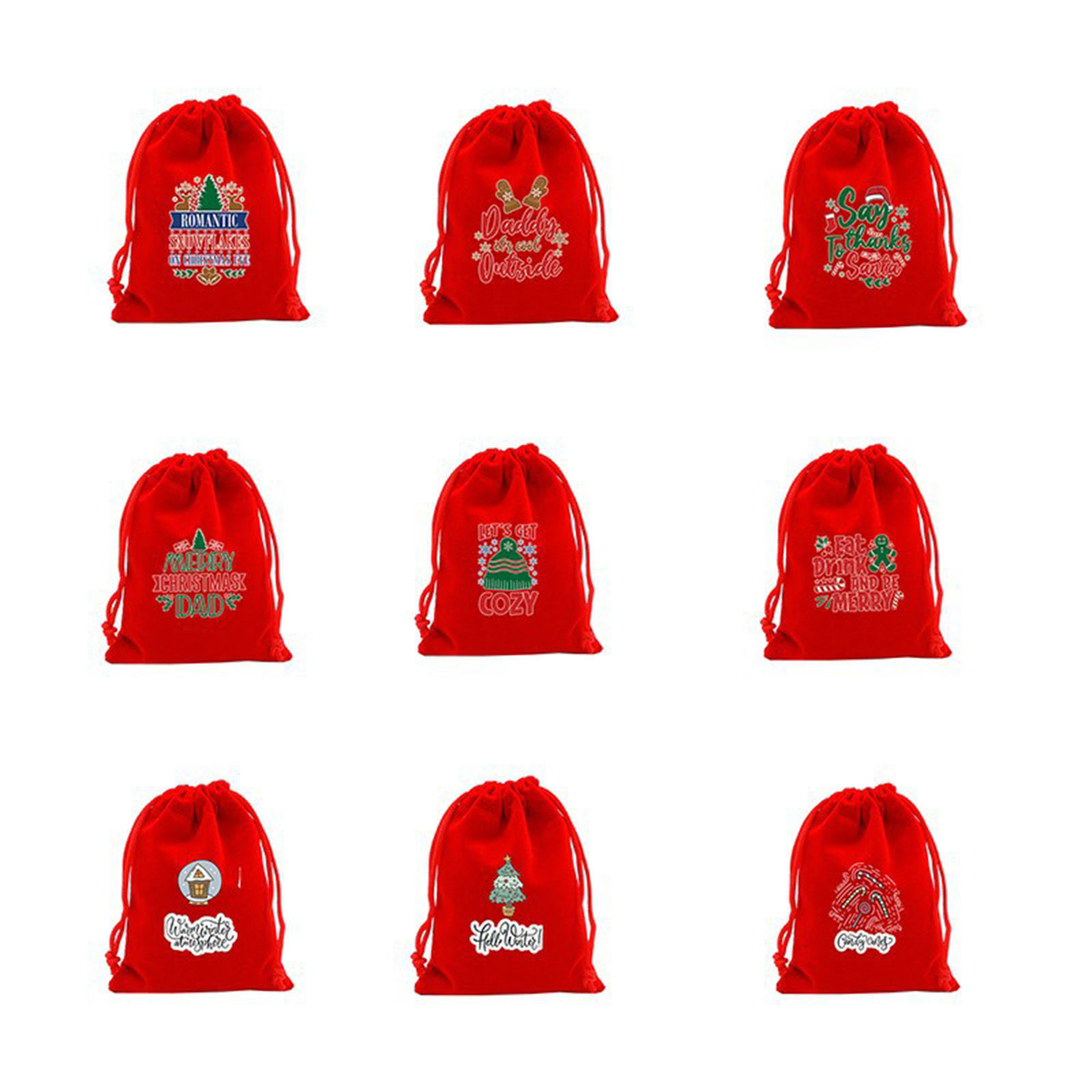 Imagen de 10 Unidades Pana Navidad Bolsa Cordón Rojo Rectángulo