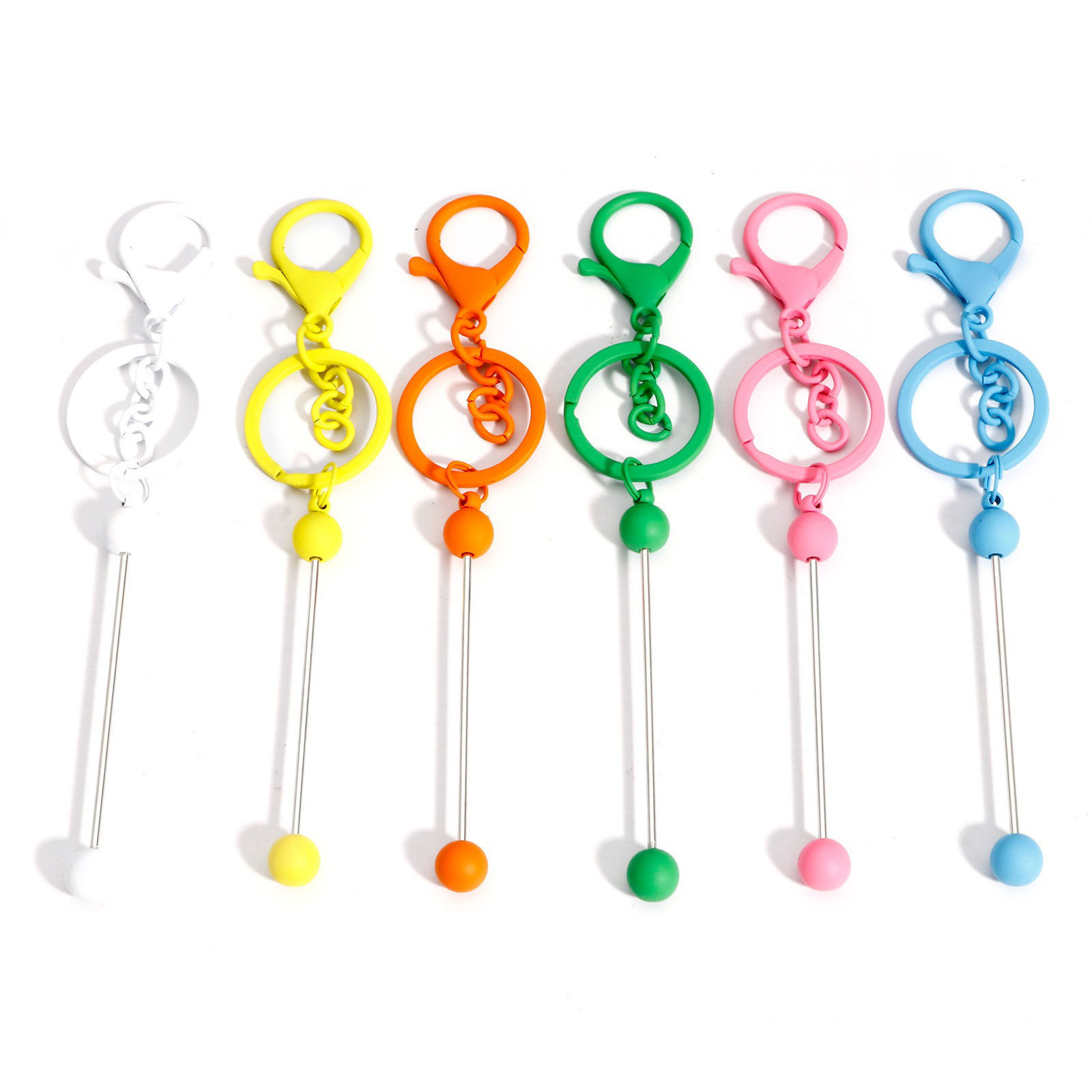 Picture of Zinc Based Alloy Beadable Keychain & Keyring Bars Blanks DIY Craft Accessories Multicolor Lobster Clasp Painted 15.5cm 