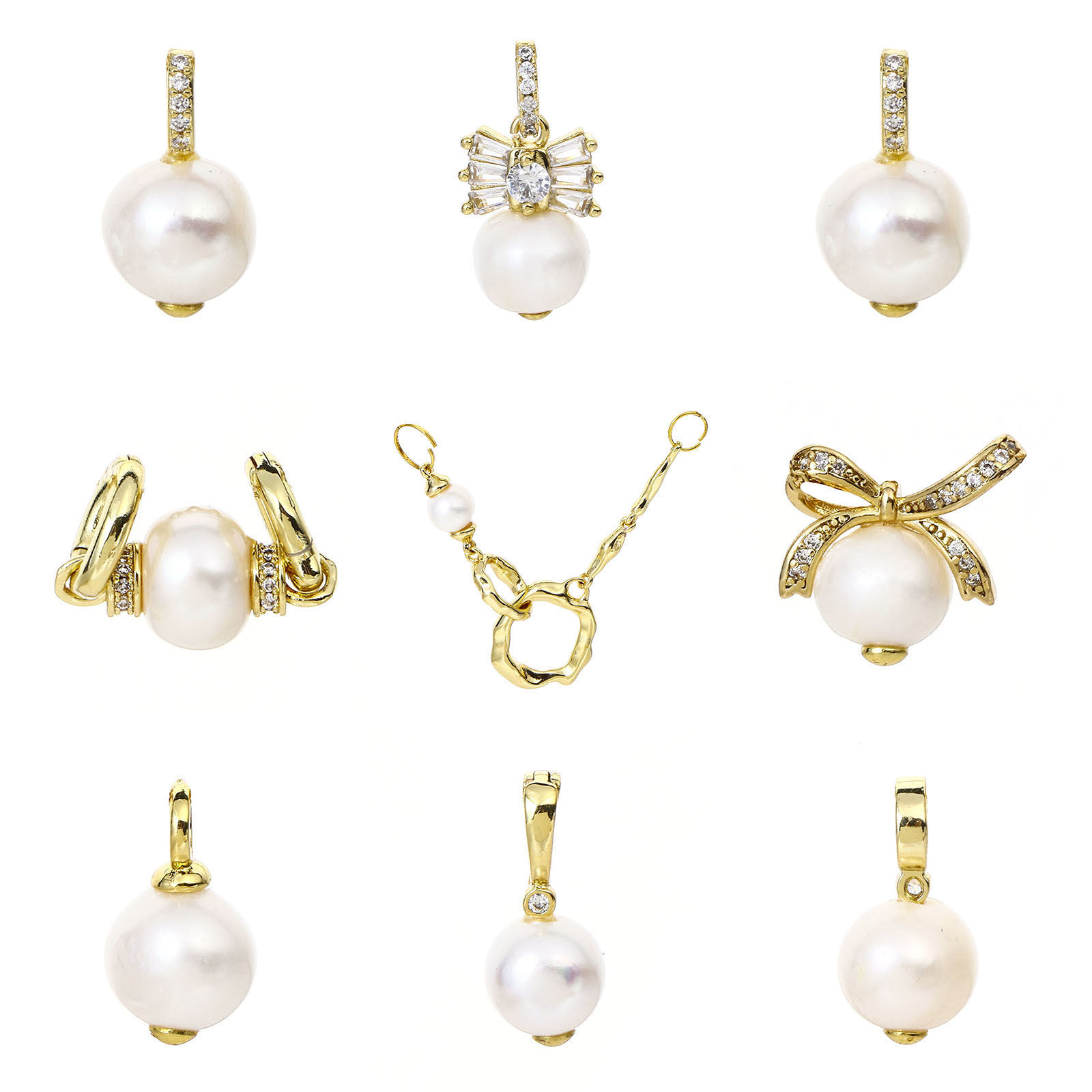 Picture of Pearl & Brass Charms 18K Real Gold Plated