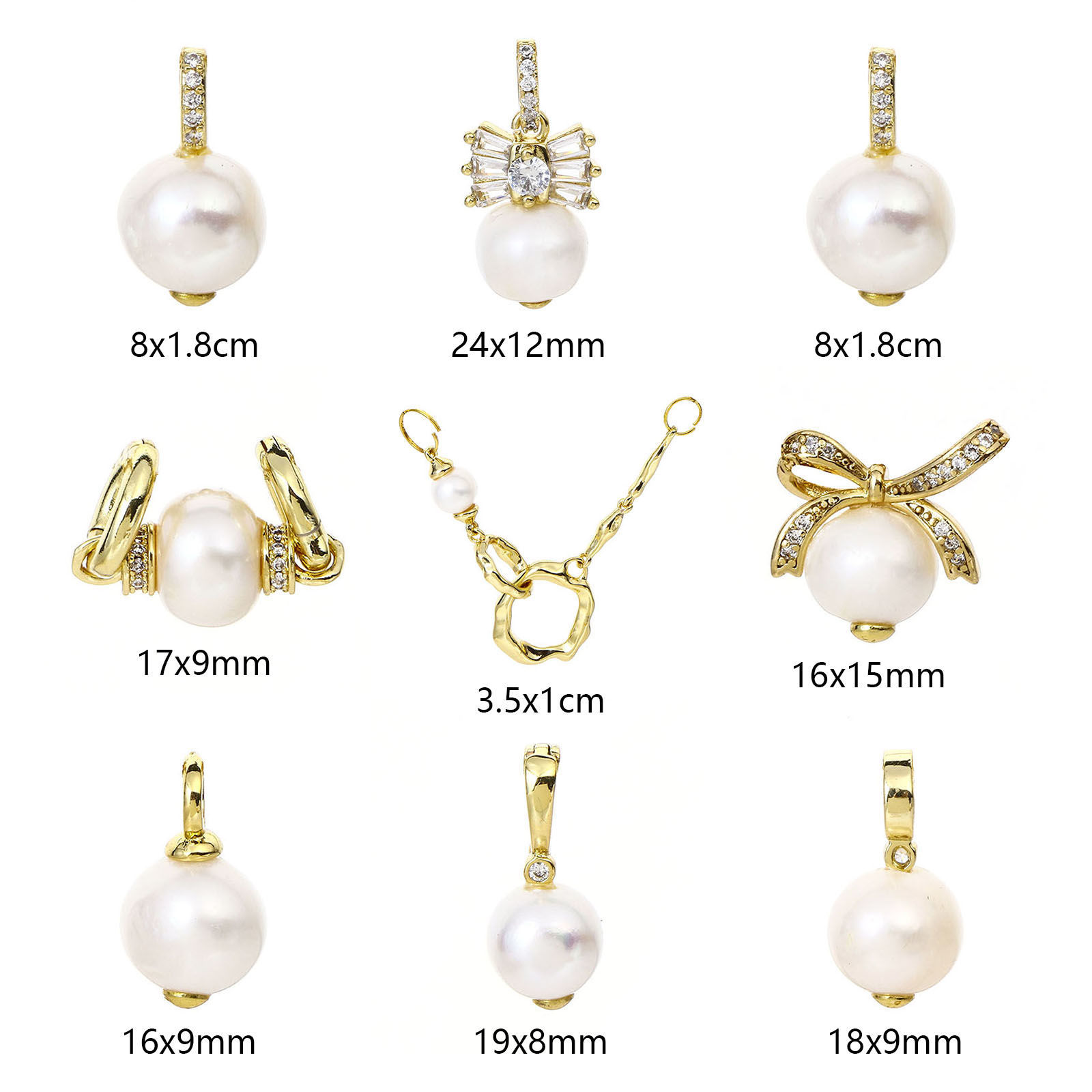 Picture of Pearl & Brass Charms 18K Real Gold Plated