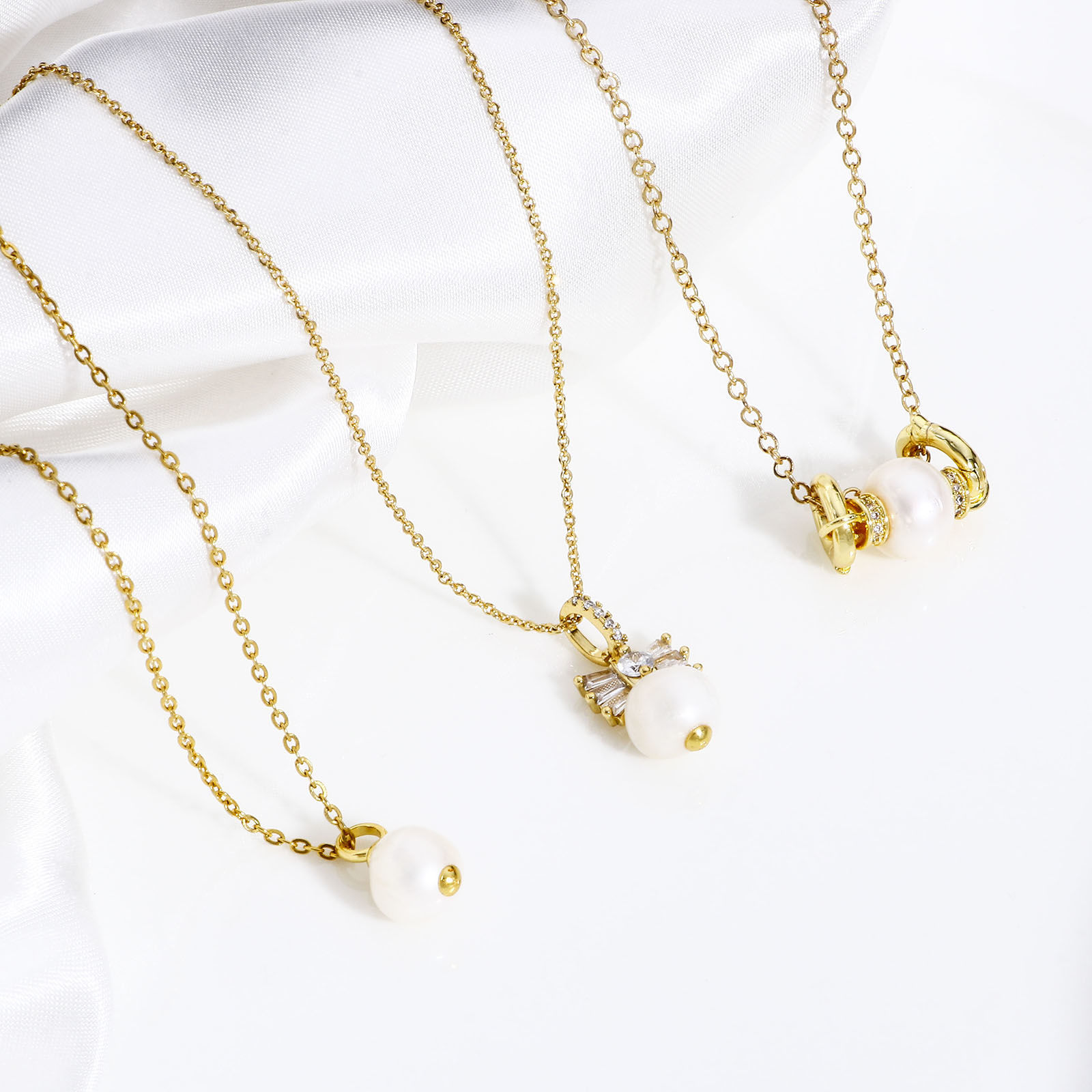 Picture of Pearl & Brass Charms 18K Real Gold Plated