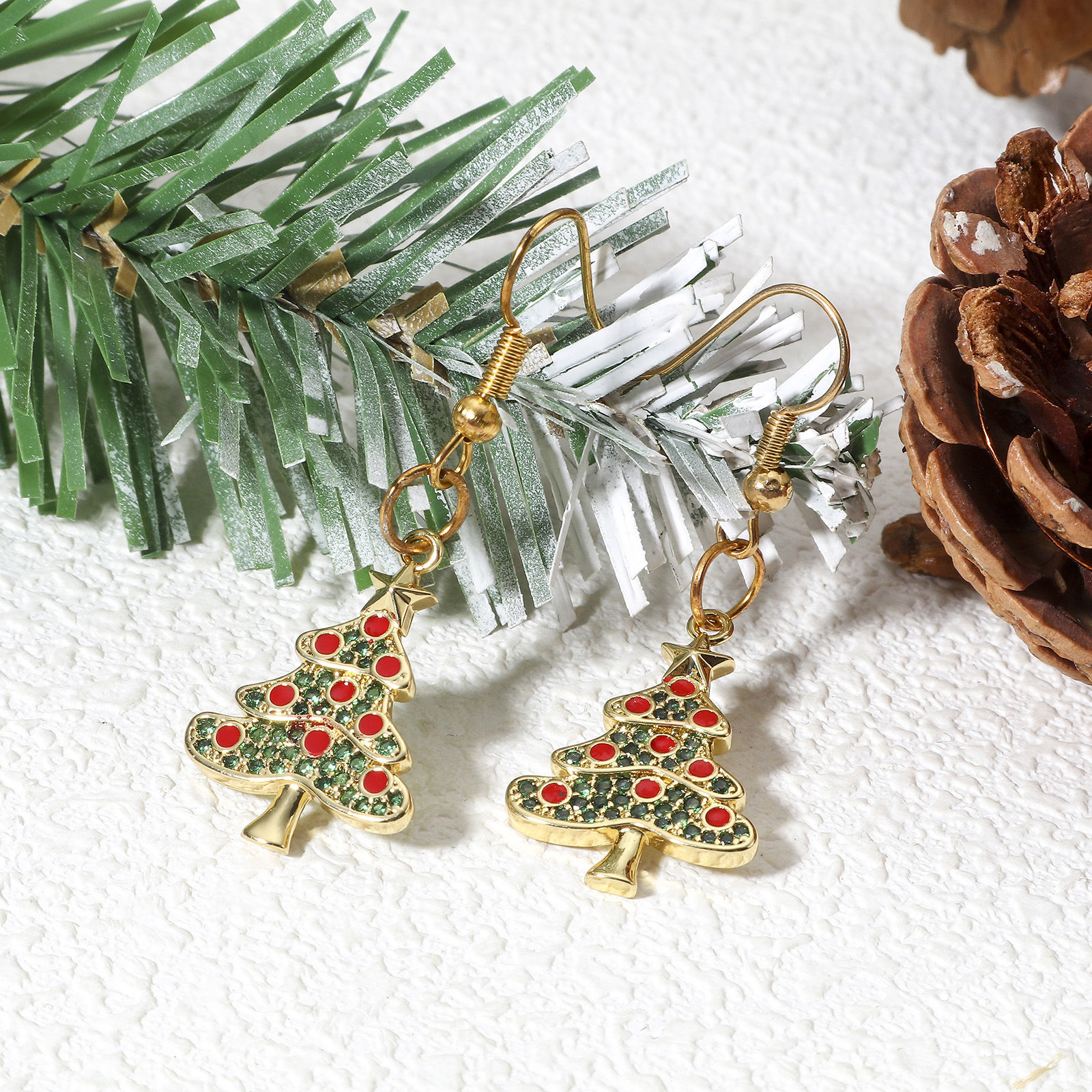 Picture of Brass Christmas Charms Multicolor Christmas Tree Christmas Baubles Micro Pave Multicolour Cubic Zirconia