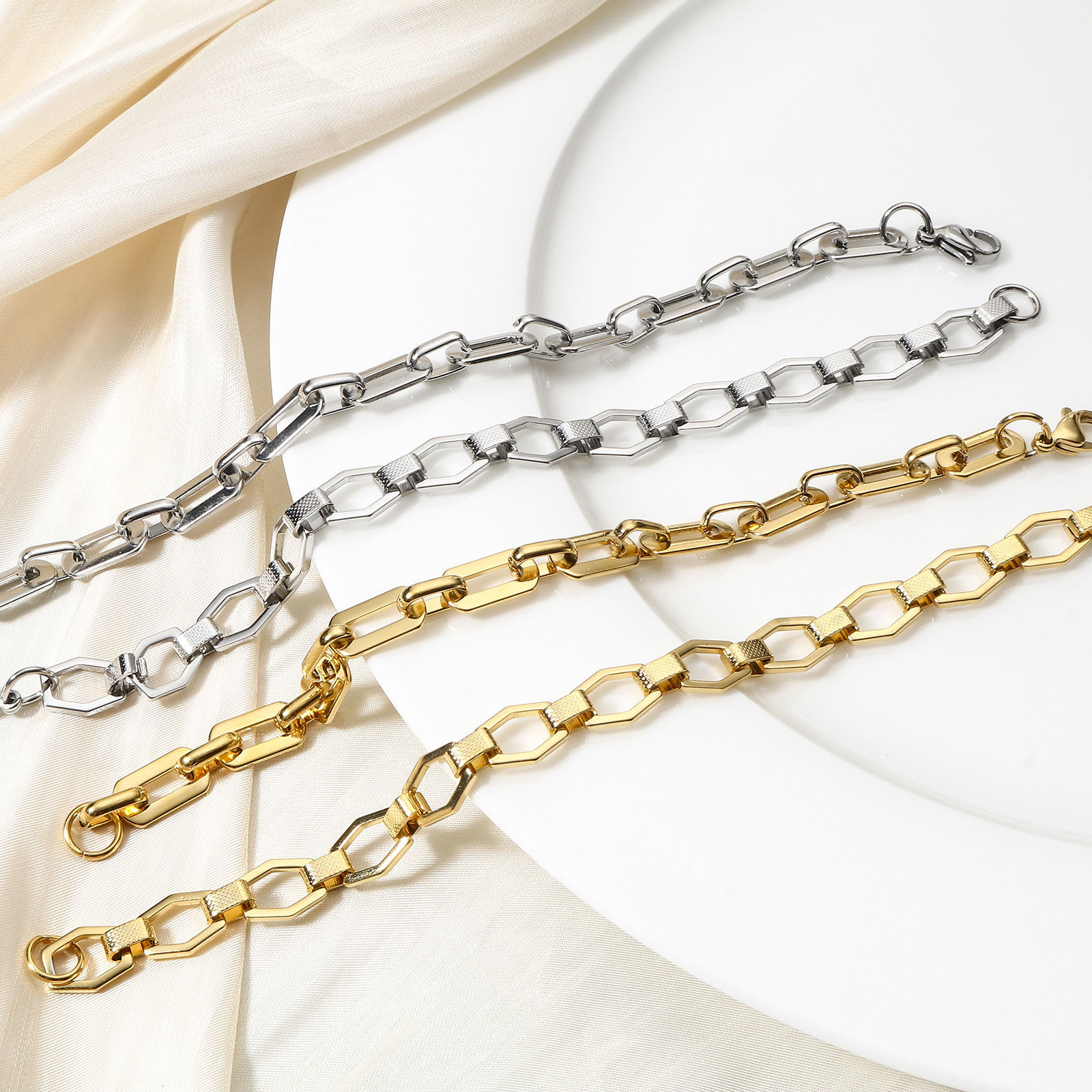 Picture of 304 Stainless Steel Link Cable Chain Bracelets With Lobster Claw Clasp 19cm(7 4/8") long