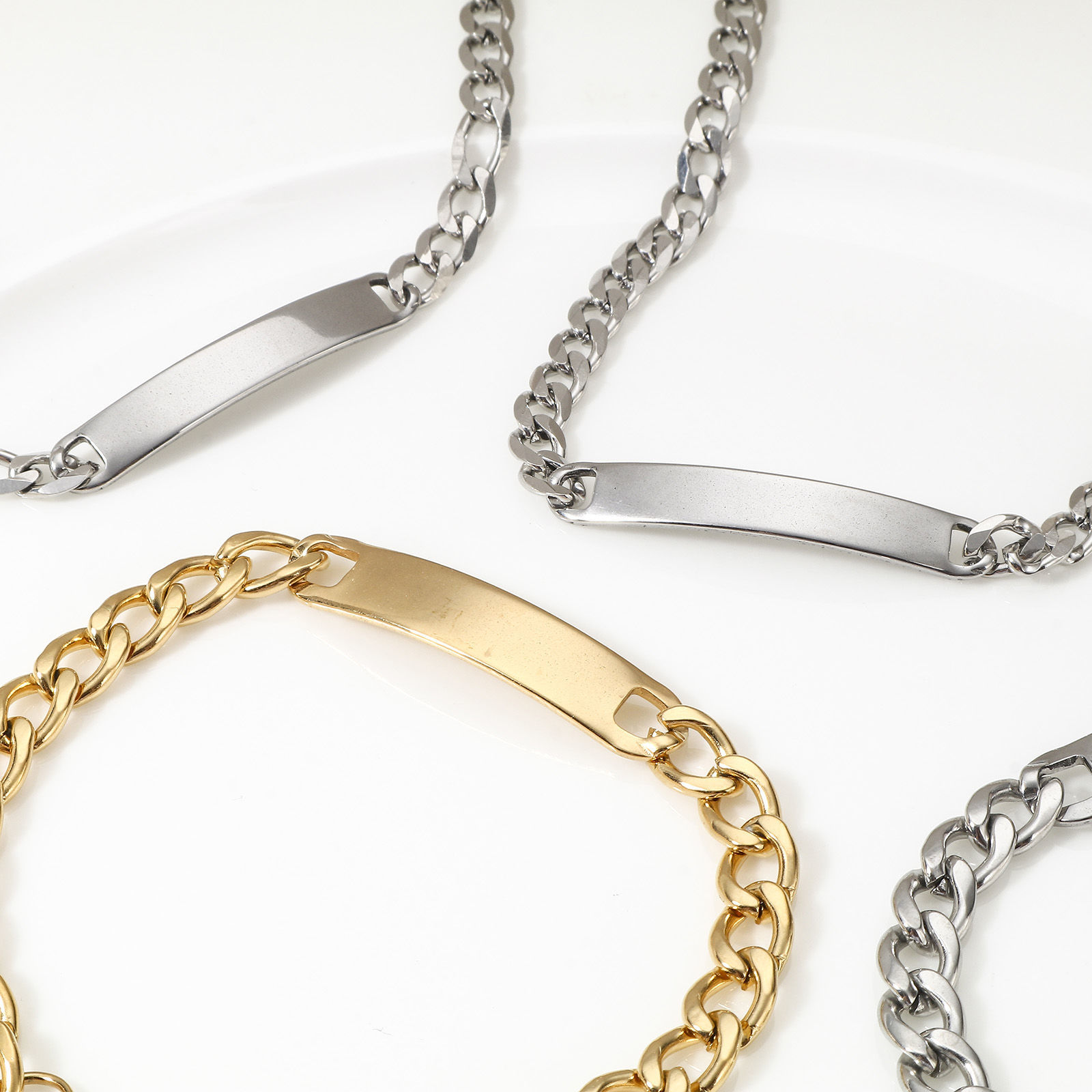 Picture of 304 Stainless Steel Blank Stamping Tags Bracelets Rectangle With Lobster Claw Clasp