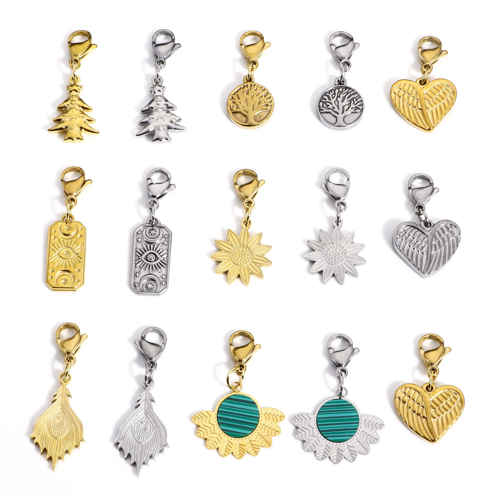 Picture of 304 Stainless Steel Clip On Charms For Vintage Charm Bracelets With Lobster Claw Clasp