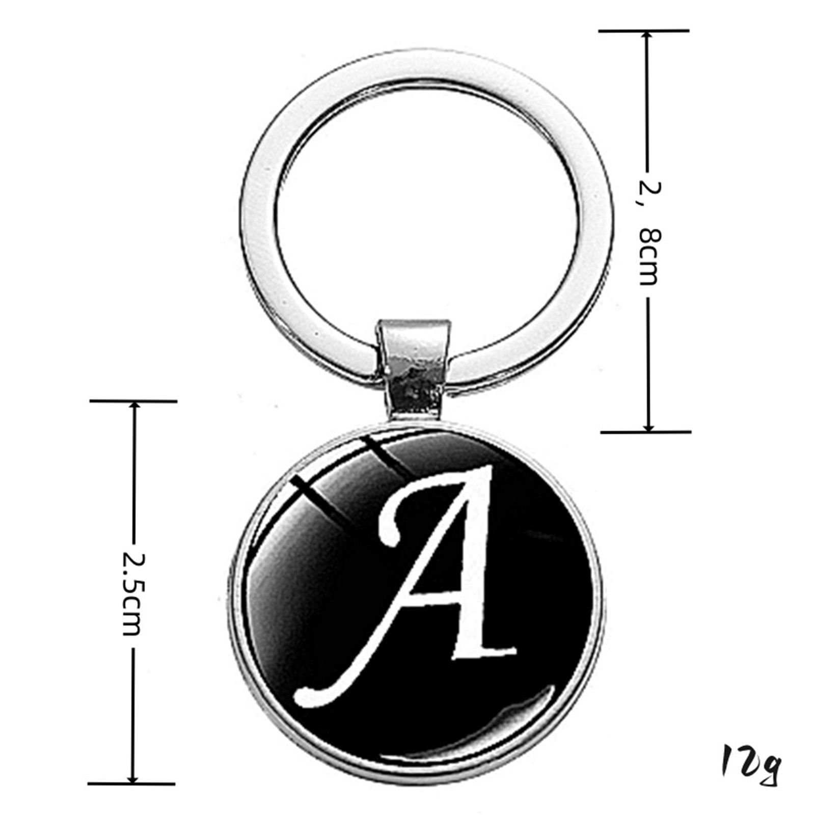 Picture of Simple Keychain & Keyring Silver Tone Round Initial Alphabet/ Capital Letter Message " A-Z "