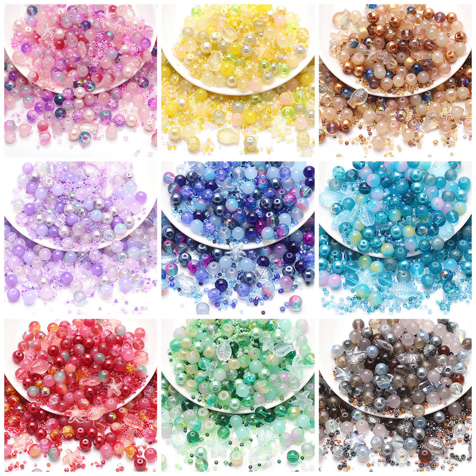 Picture of Glass Ocean Jewelry Mixed Assorted Beads With Seed Beads Kit For DIY Jewelry Making Fish Animal Star Fish Multicolor