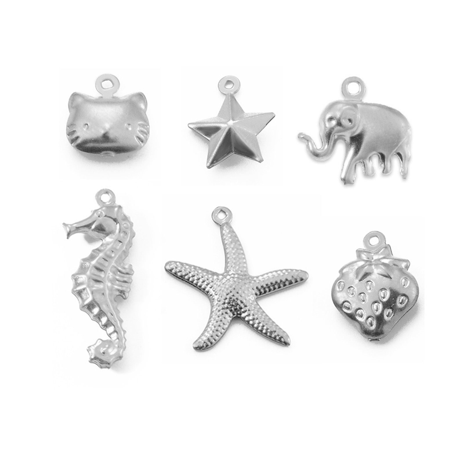 Image de 5 Pcs Breloques en 304 Acier Inoxydable Simple Etoile de Mer Multicolore Cheval de Mer