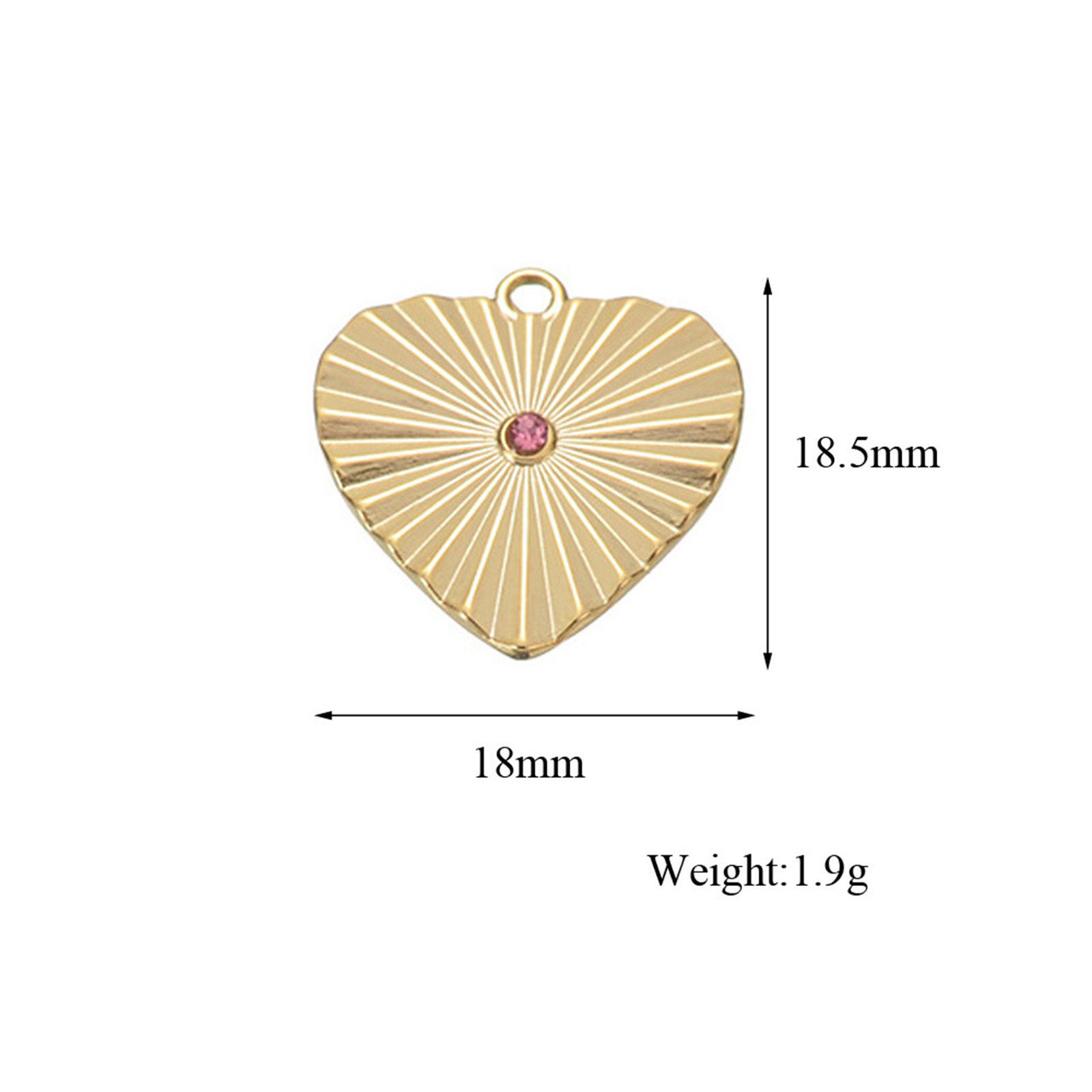 Picture of 304 Stainless Steel & Rhinestone Stylish Charms Gold Plated Heart Stripe Multicolor Rhinestone