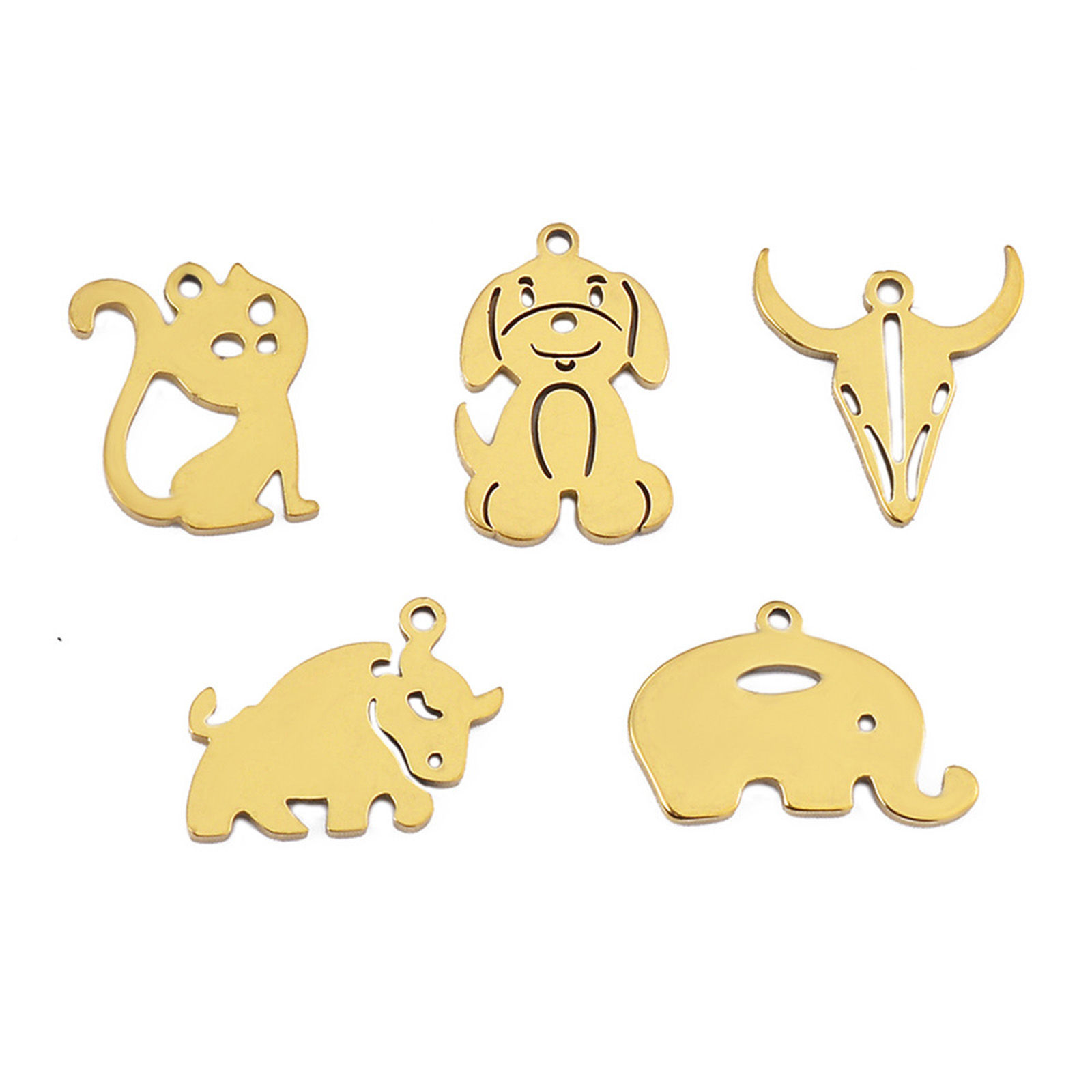 Bild von 5 Stück 304 Edelstahl Niedlich Charms Katze Bunt Hund