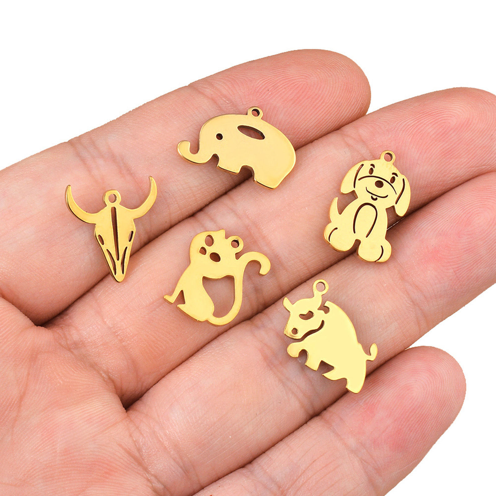 Bild von 5 Stück 304 Edelstahl Niedlich Charms Katze Bunt Hund