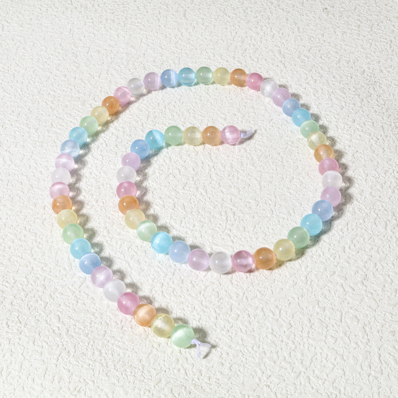 Picture of (Grade A) Cat's Eye Glass ( Natural ) Loose Beads For DIY Jewelry Making Round Multicolor About 7mm Dia.