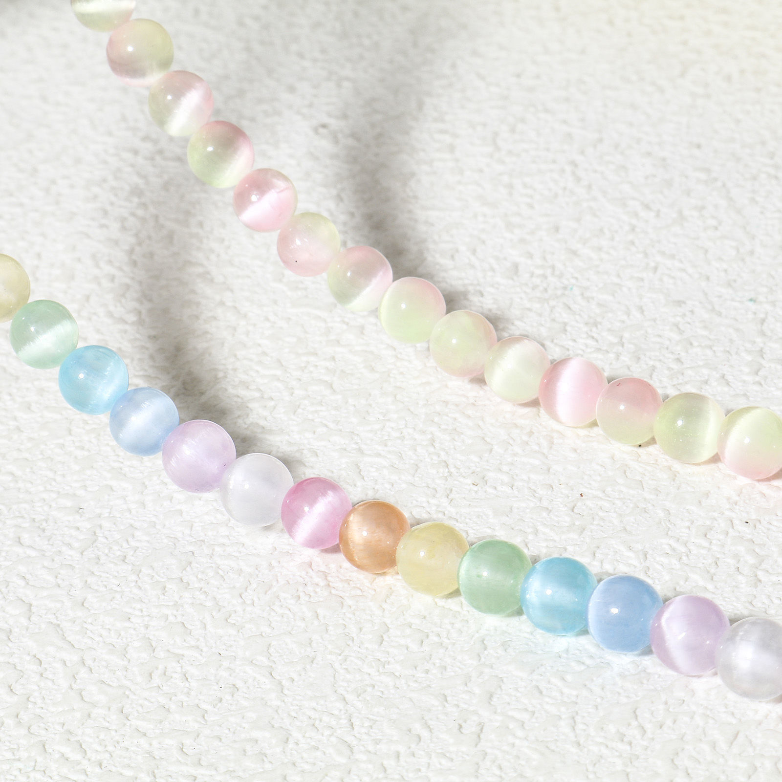 Picture of (Grade A) Cat's Eye Glass ( Natural ) Loose Beads For DIY Jewelry Making Round Multicolor About 7mm Dia.