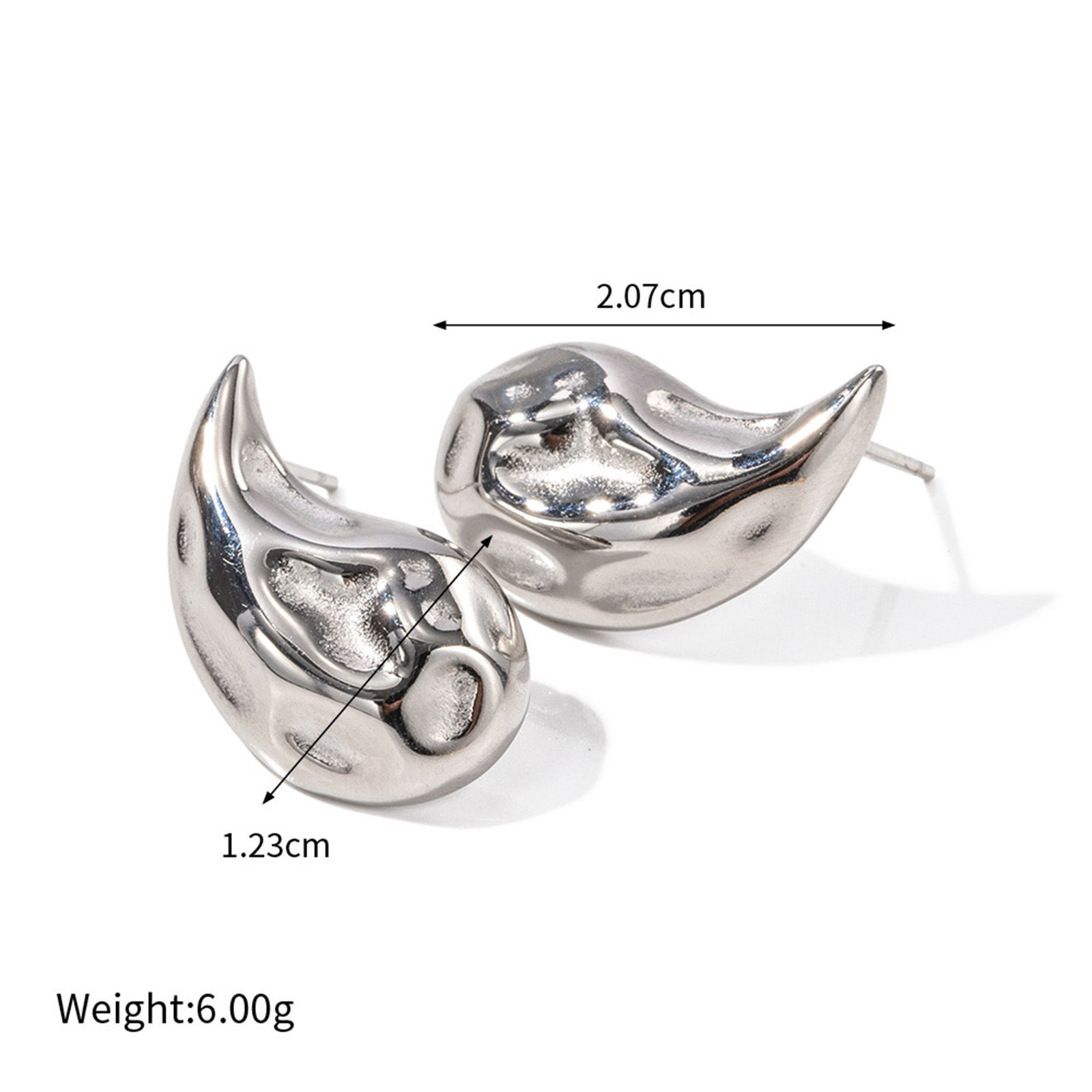 Picture of Eco-friendly Vacuum Plating Retro Hammered Multicolor 304 Stainless Steel Drop Ear Post Stud Earrings For Women Party