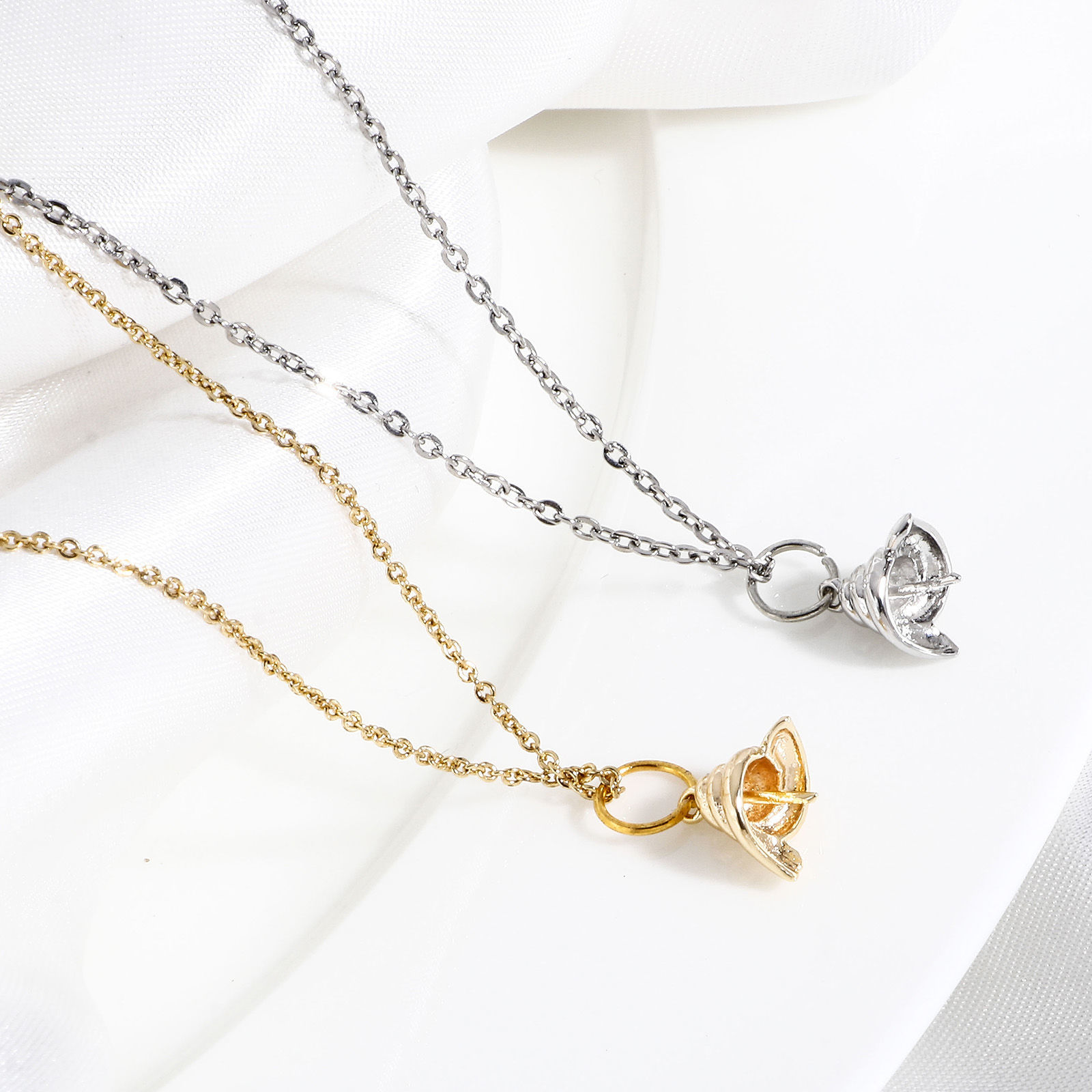 Picture of Brass Pearl Pendant Connector Bail Pin Cap Real Gold Plated Conch/ Sea Snail 11mm x 11mm