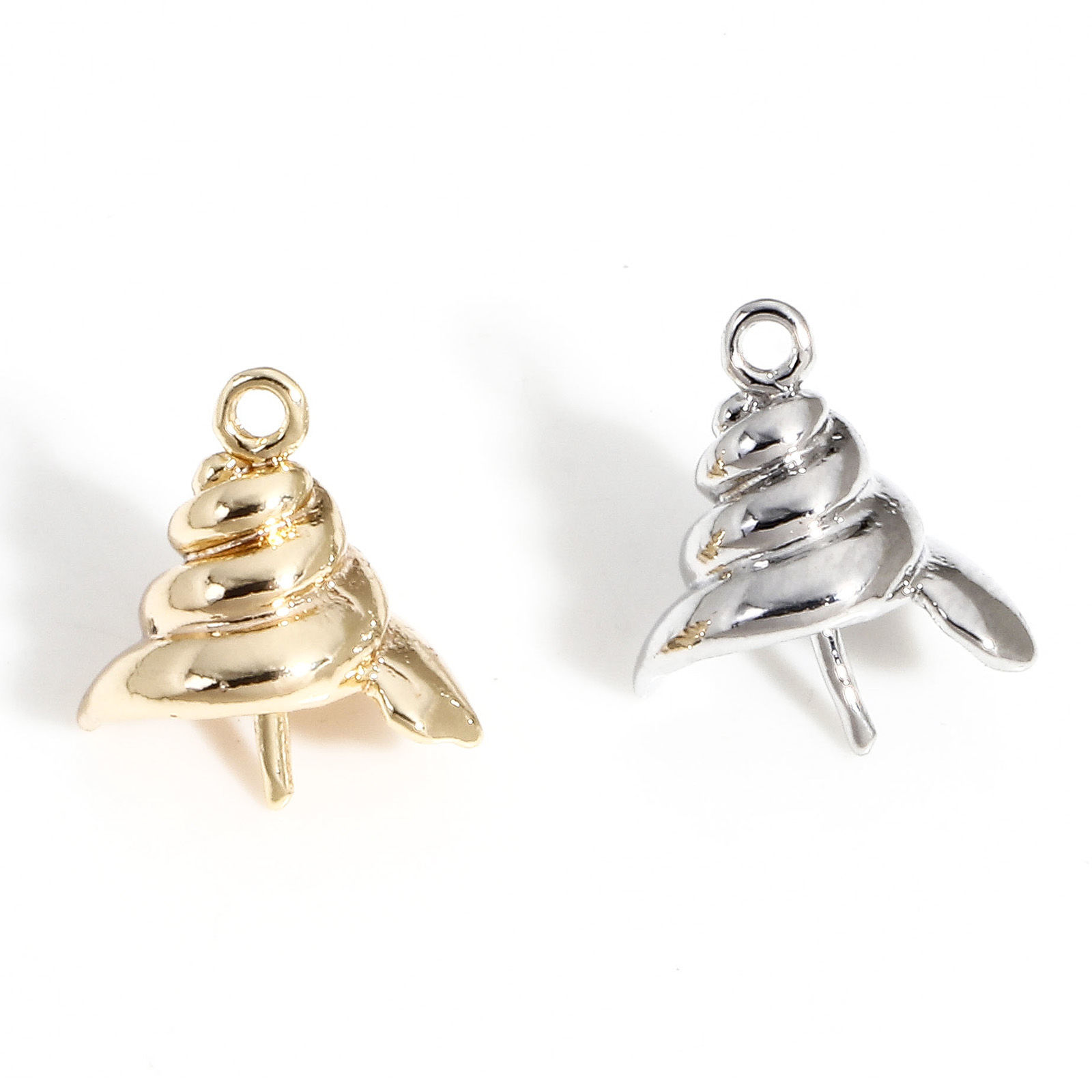 Picture of Brass Pearl Pendant Connector Bail Pin Cap Real Gold Plated Conch/ Sea Snail 11mm x 11mm