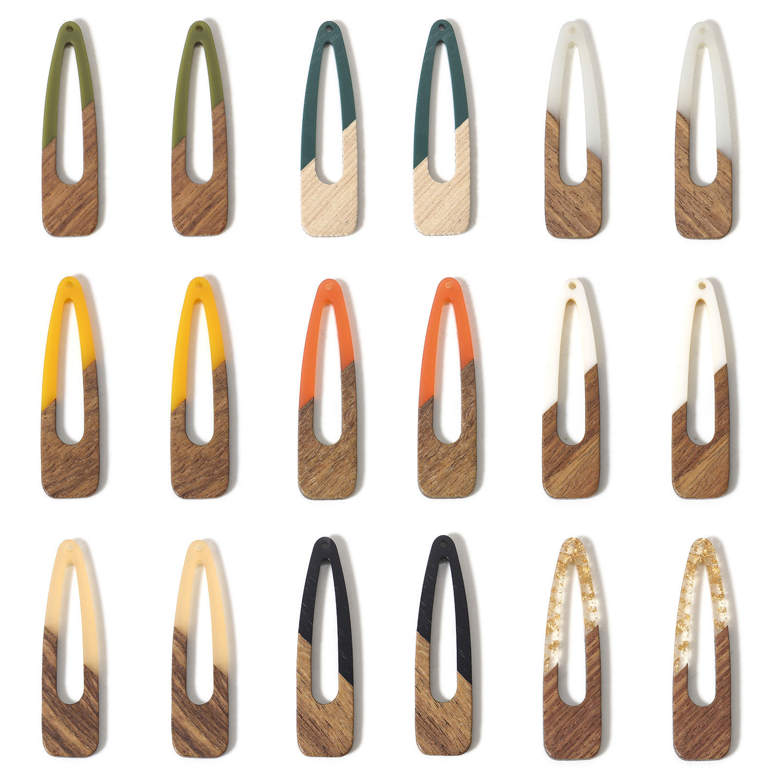 Imagen de 2 Unidades Resina de Efecto Madera Colgantes Multicolor Gota 6.7cm x 1.7cm