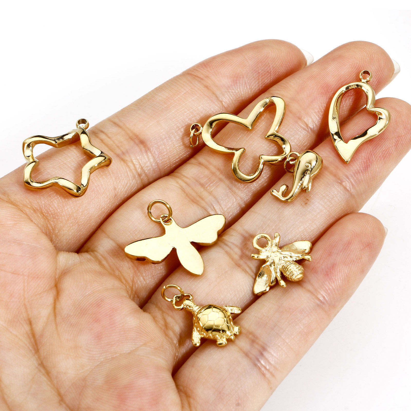 Picture of 316 Stainless Steel Stylish Charms Gold Plated Bee Animal Butterfly