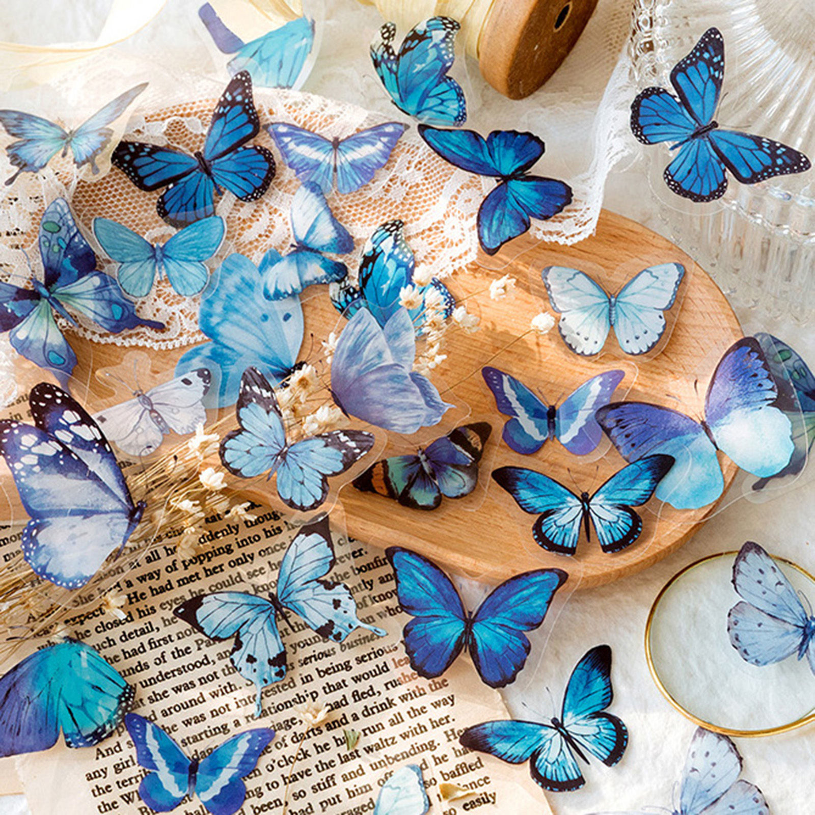 Picture of ( 40 PCs/Set) PET Insect DIY Scrapbook Deco Stickers Multicolor Butterfly Animal