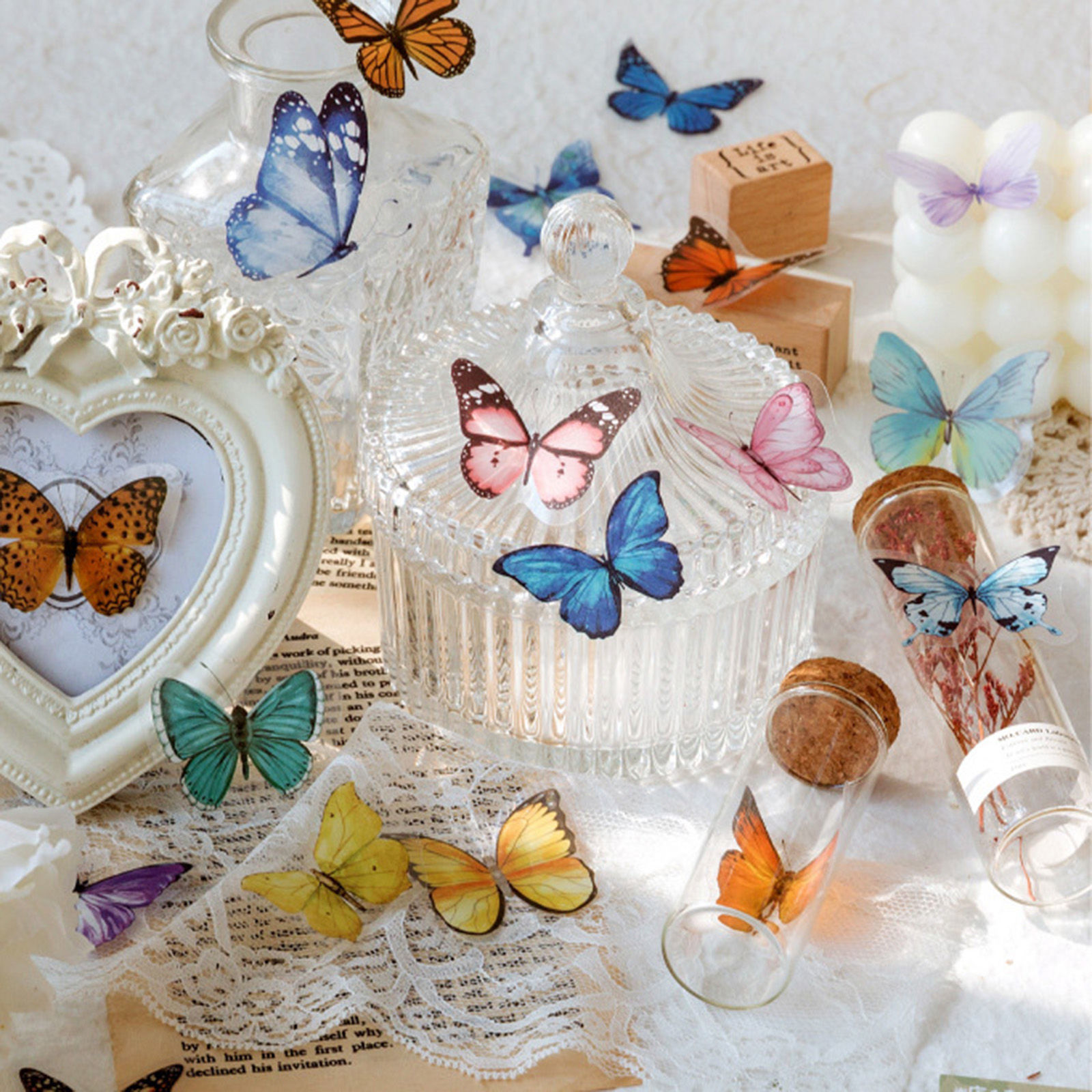 Picture of ( 40 PCs/Set) PET Insect DIY Scrapbook Deco Stickers Multicolor Butterfly Animal
