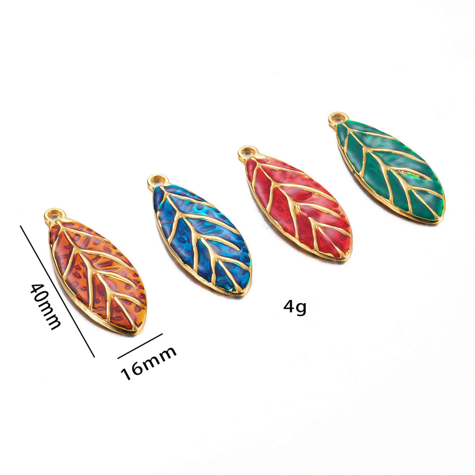 Picture of 304 Stainless Steel Retro Pendants Gold Plated Multicolor Leaf Enamel