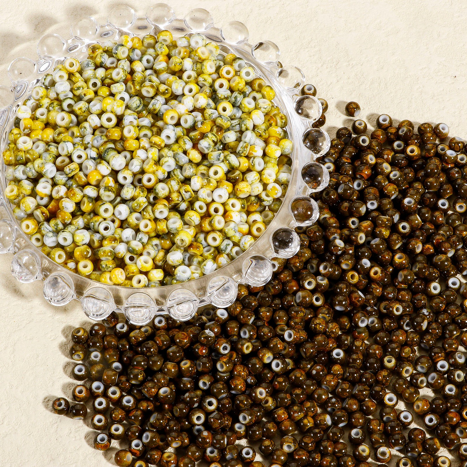 Picture of 10 Grams Glass Seed Beads Round Multicolor Imitation Stone 4mm x 3.5mm