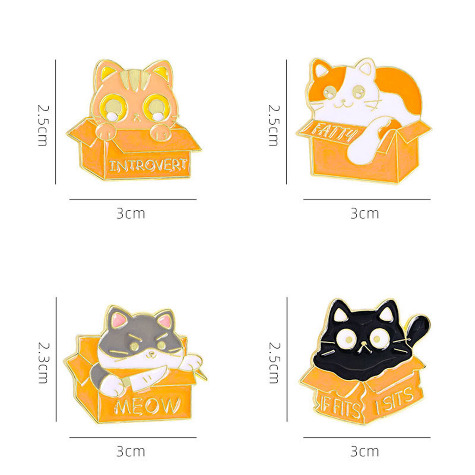 Bild von 1 Stück Niedlich Brosche Etui Katze Bunt Emaille