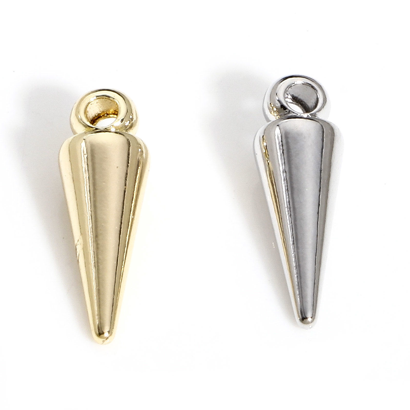 Bild von 5 Stück Messing Charms Echtgold plattiert Kegel 3D 15mm x 5mm