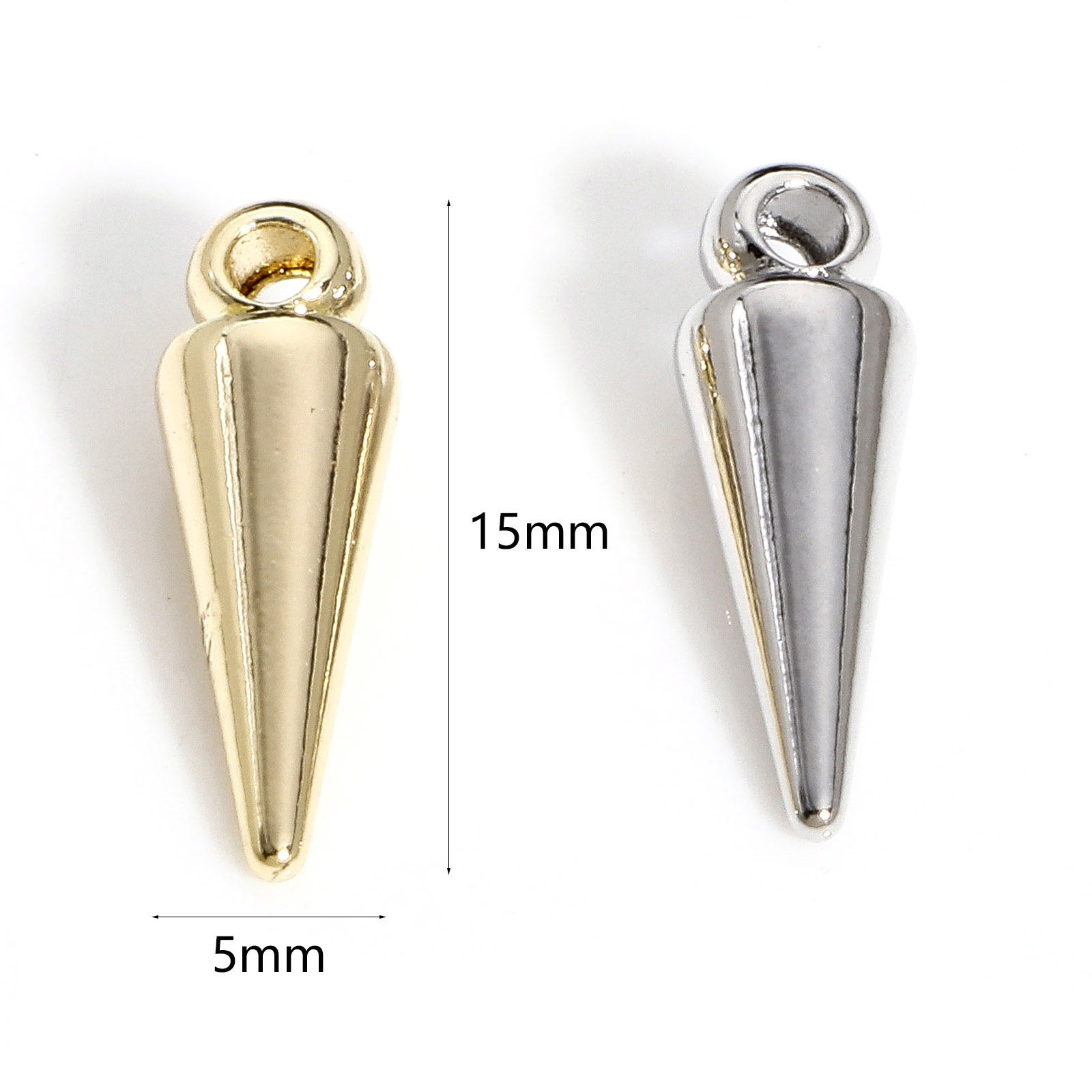 Bild von 5 Stück Messing Charms Echtgold plattiert Kegel 3D 15mm x 5mm