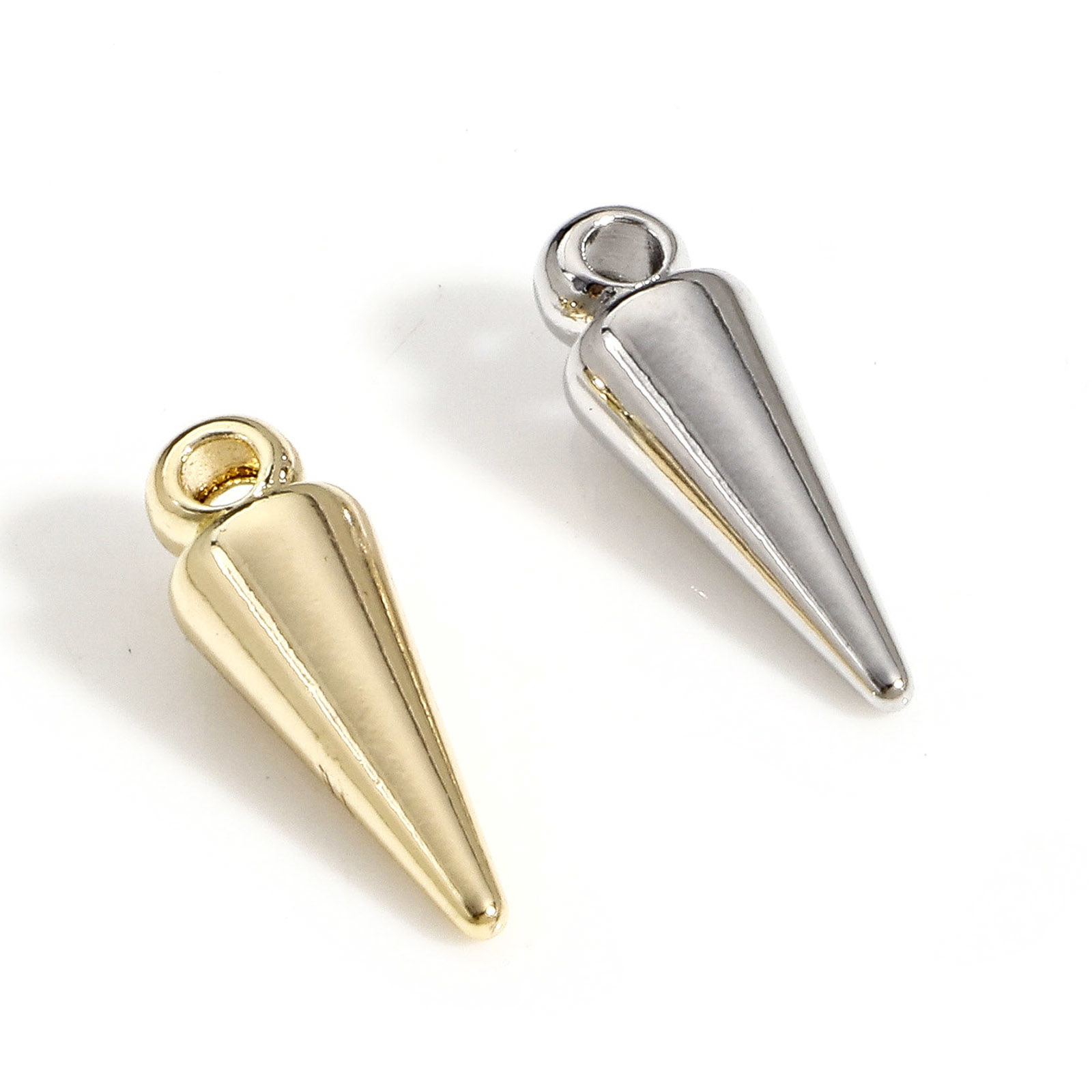 Bild von 5 Stück Messing Charms Echtgold plattiert Kegel 3D 15mm x 5mm